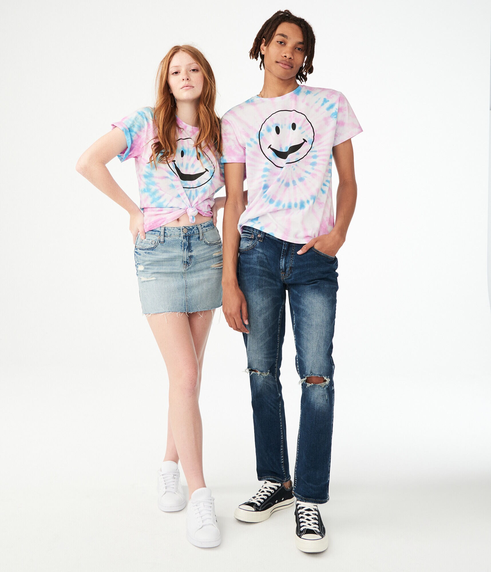Aero One Tie-Dye Happy Face Graphic Tee