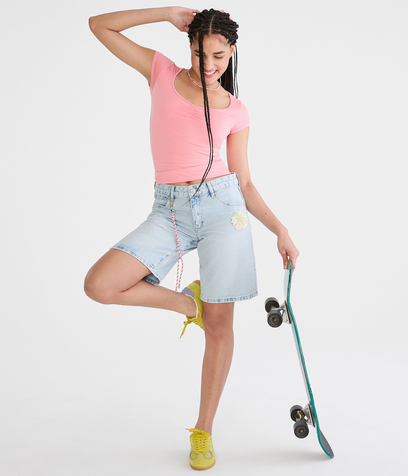 Buttery Soft Cinched Scoop-Neck Tee