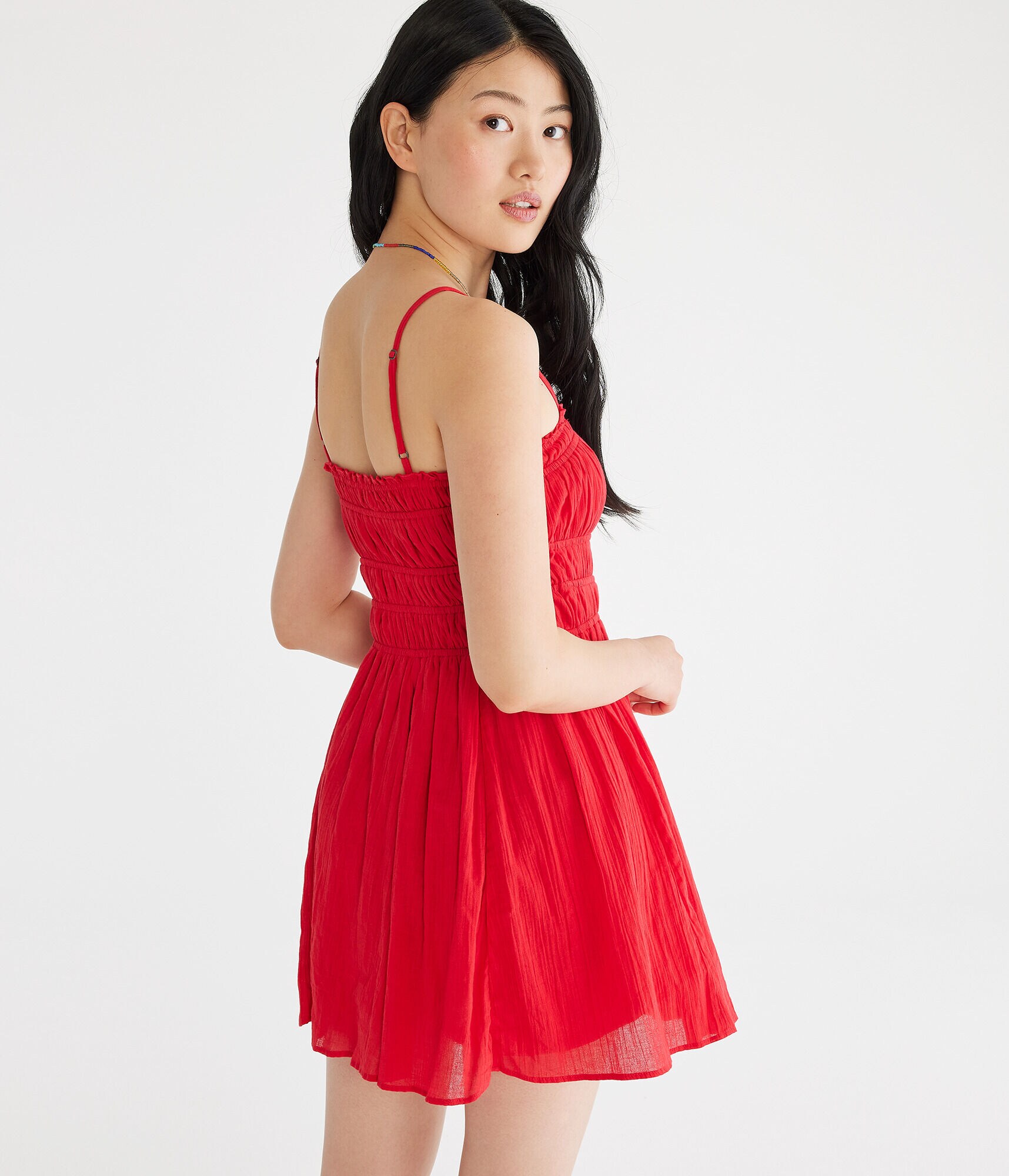 Solid Square-Neck Buttoned Fit & Flare Dress