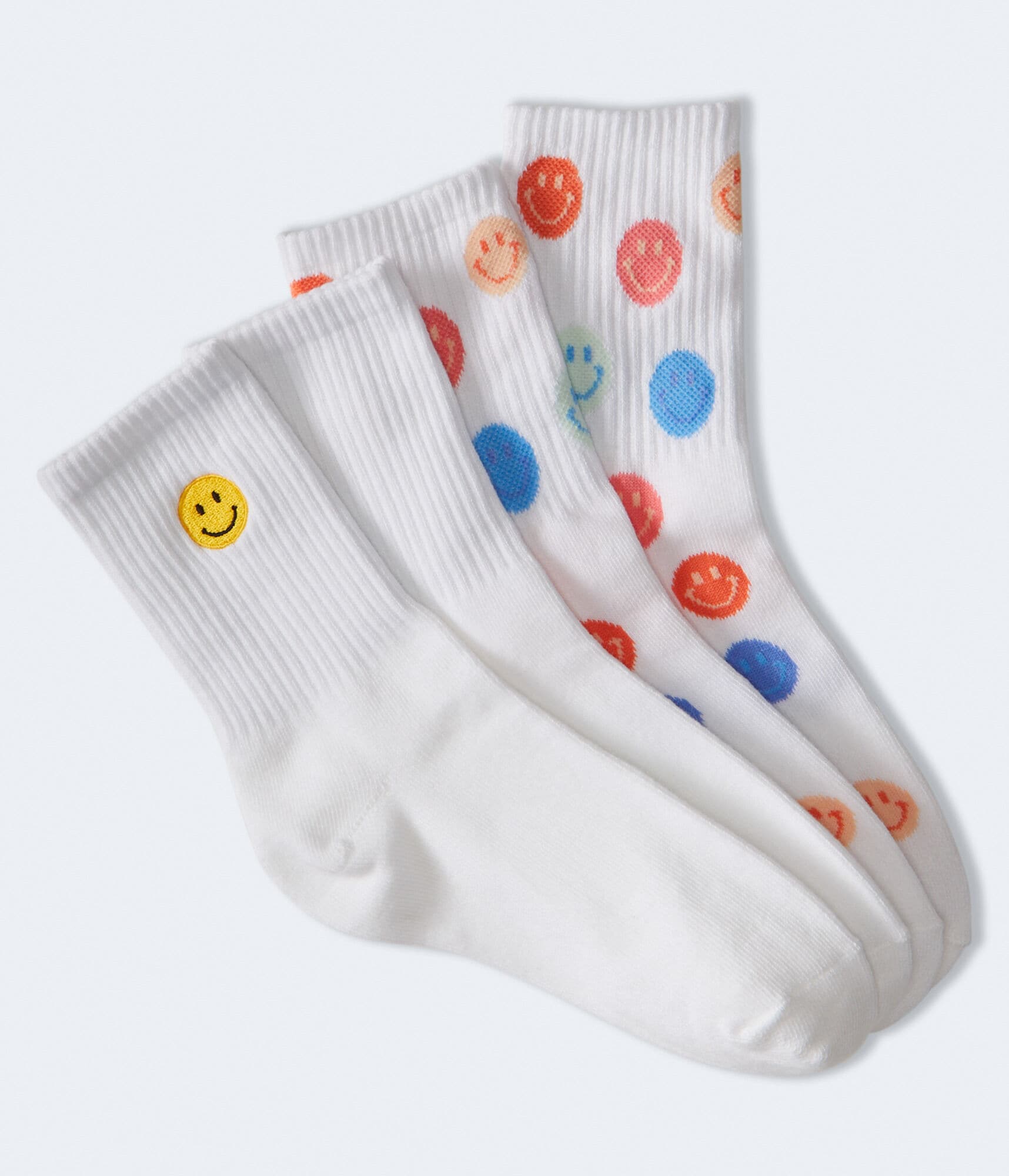 Smiley Face Crew Sock 2-Pack