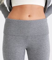 Flare Mid-Rise Fold-Over Sweater Pants
