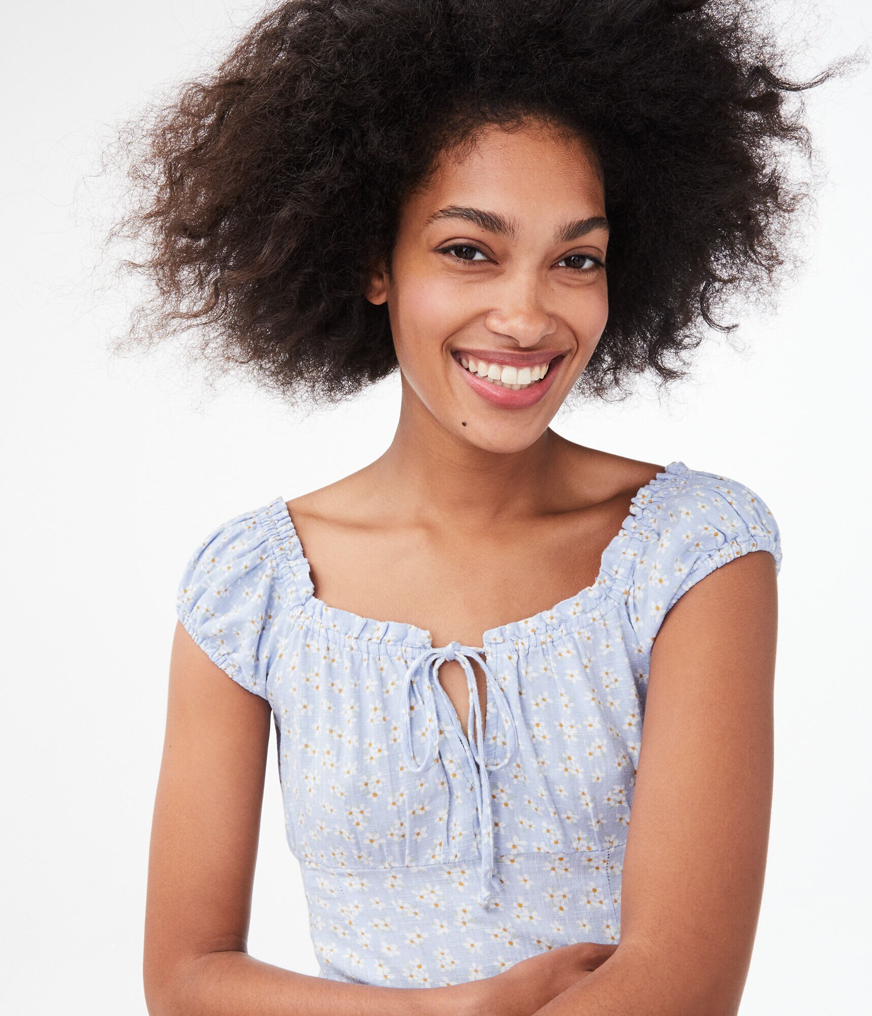 Short Sleeve Floral Tie-Neck Dress