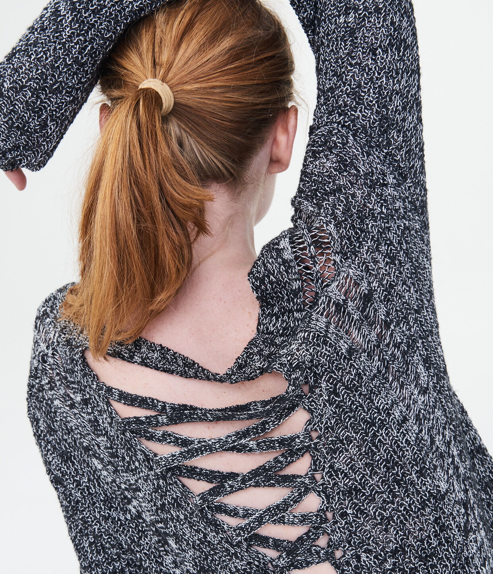 Lace-Up-Back Cardigan