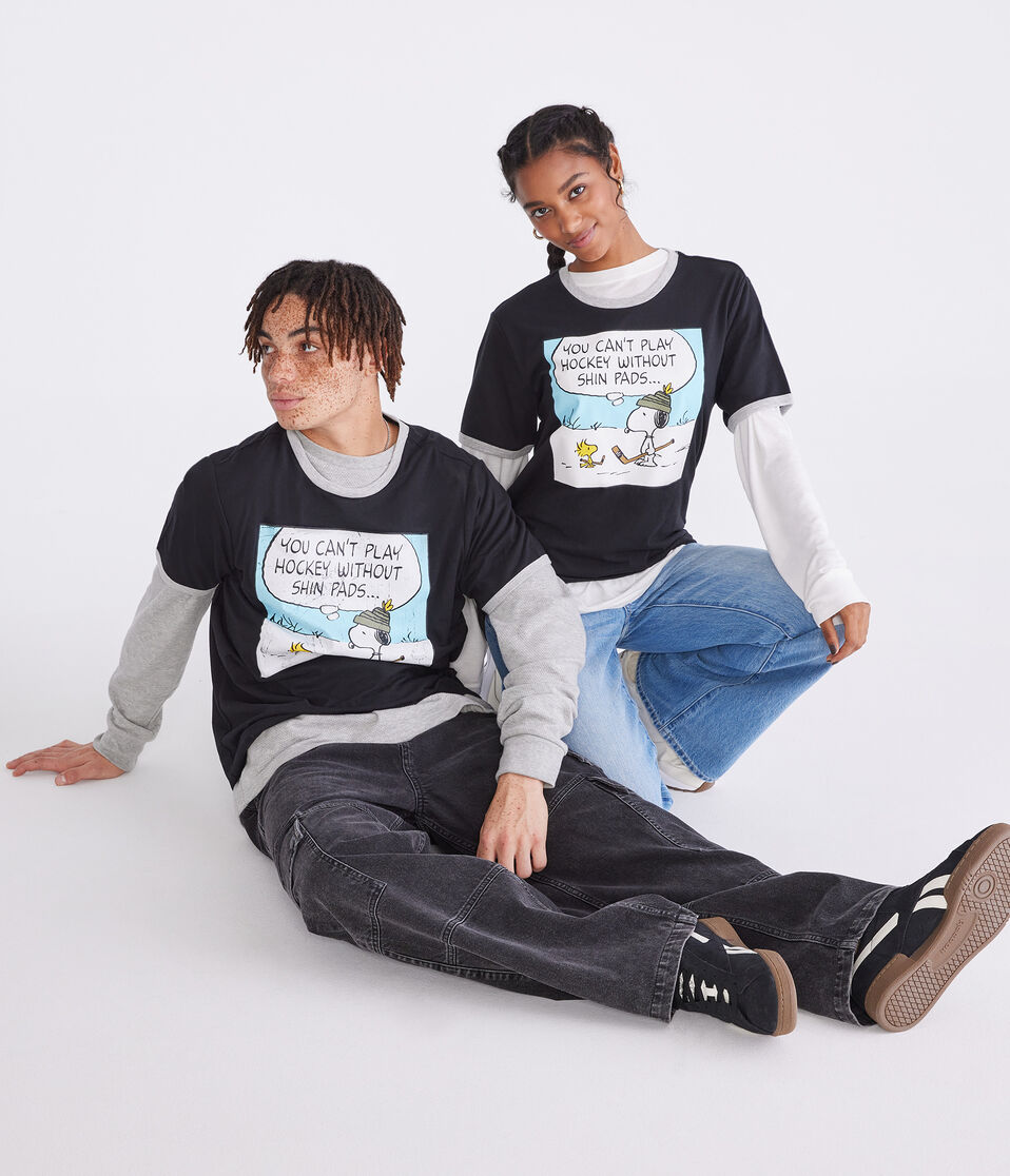 Peanuts® | Aéropostale Snoopy Hockey Comic Relaxed Ringer Graphic Tee