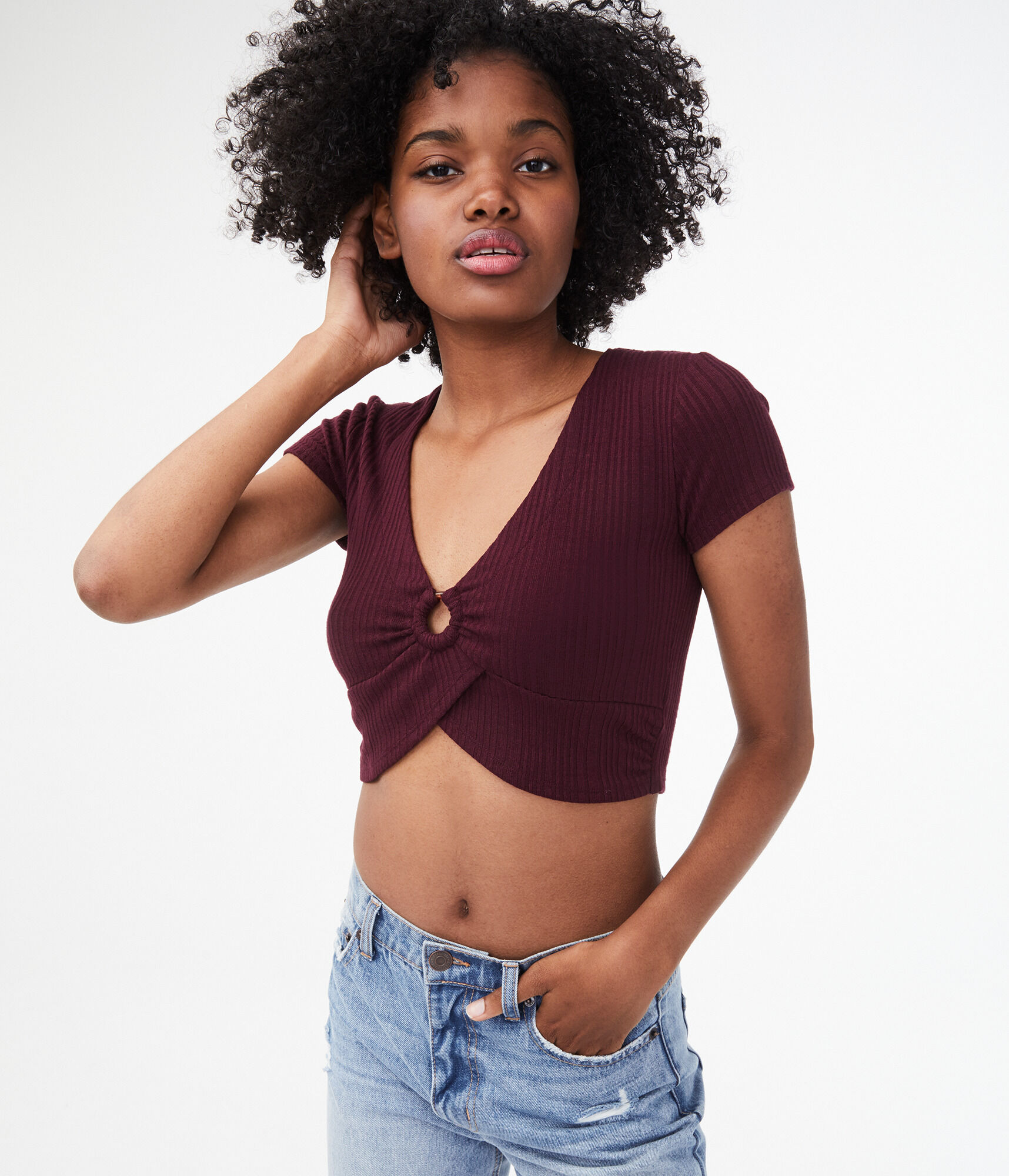 Ribbed ORing Crop Top