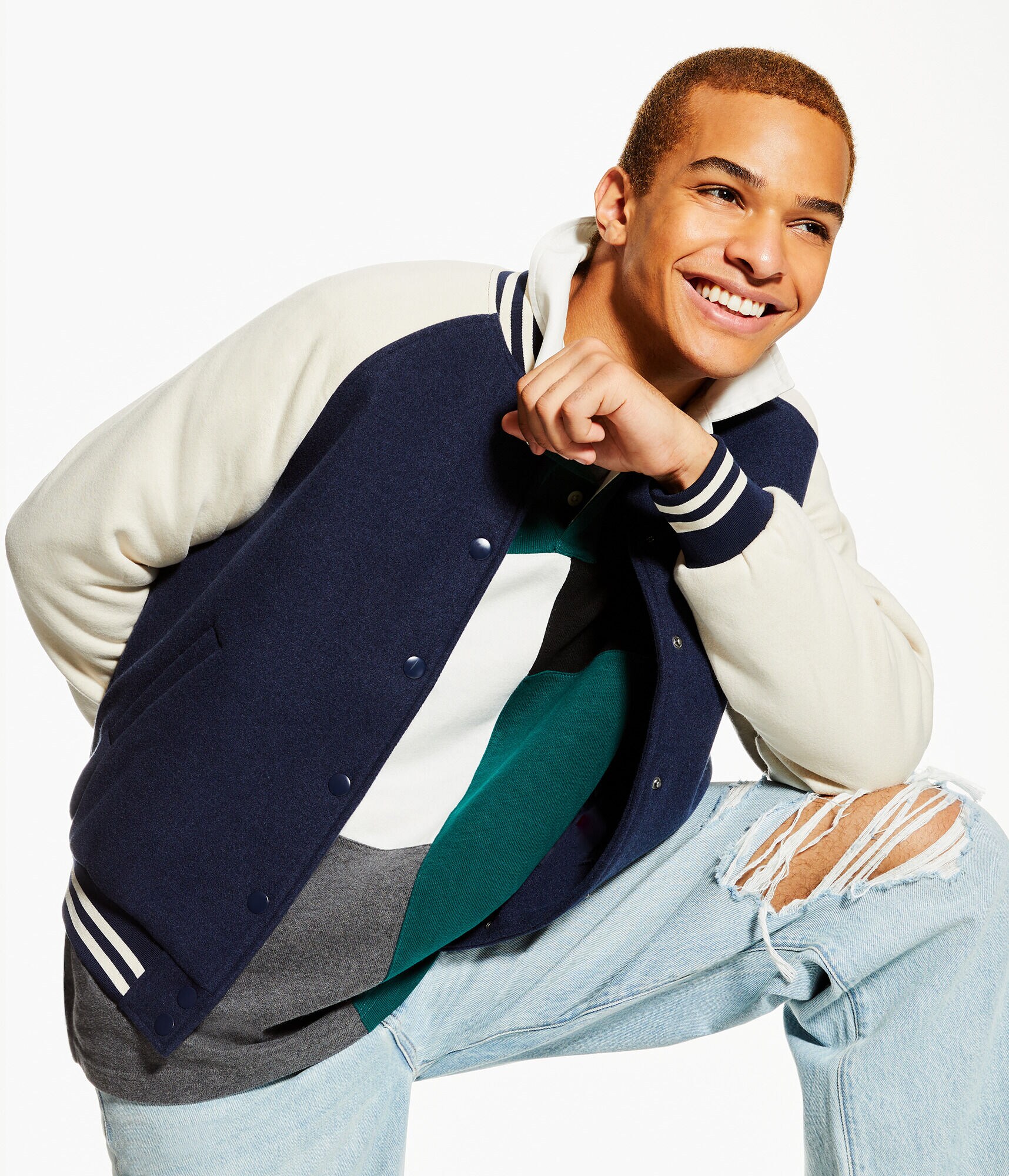 Long Sleeve Colorblocked Rugby Shirt