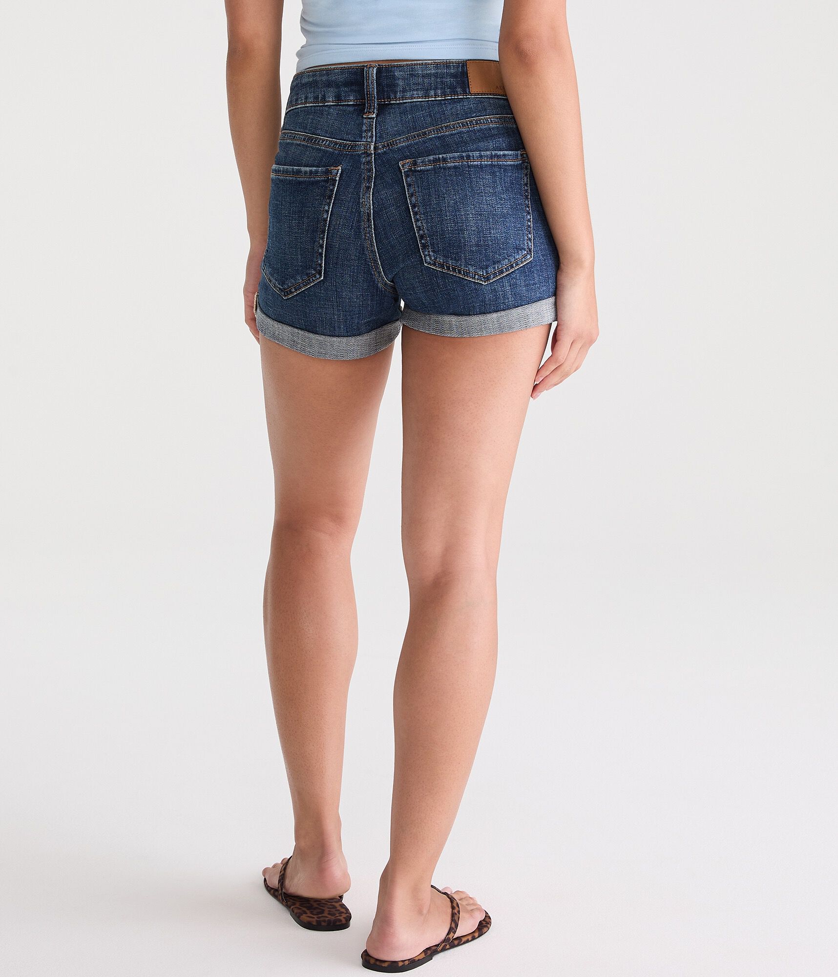 High-Rise Denim Midi Shorts