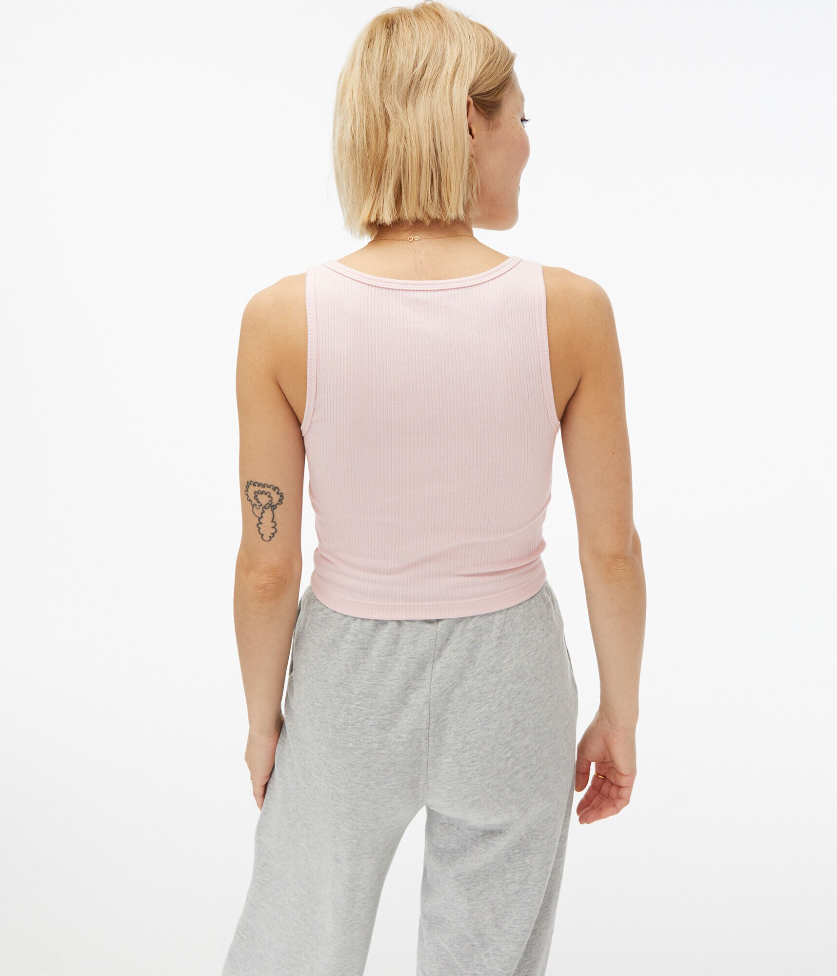 Ribbed Snap-Front Cropped Tank