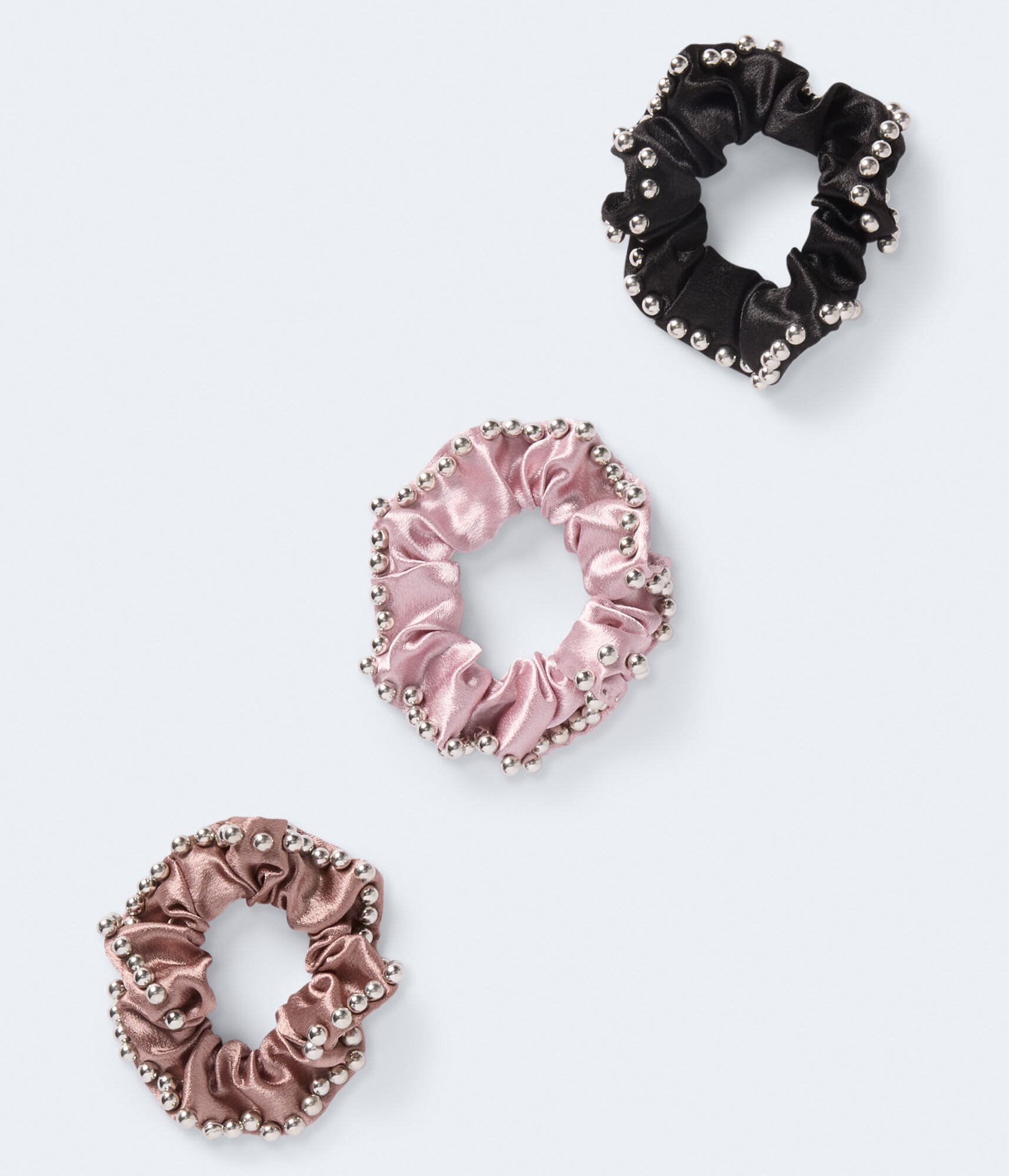 Beaded Satin Scrunchie 3-Pack