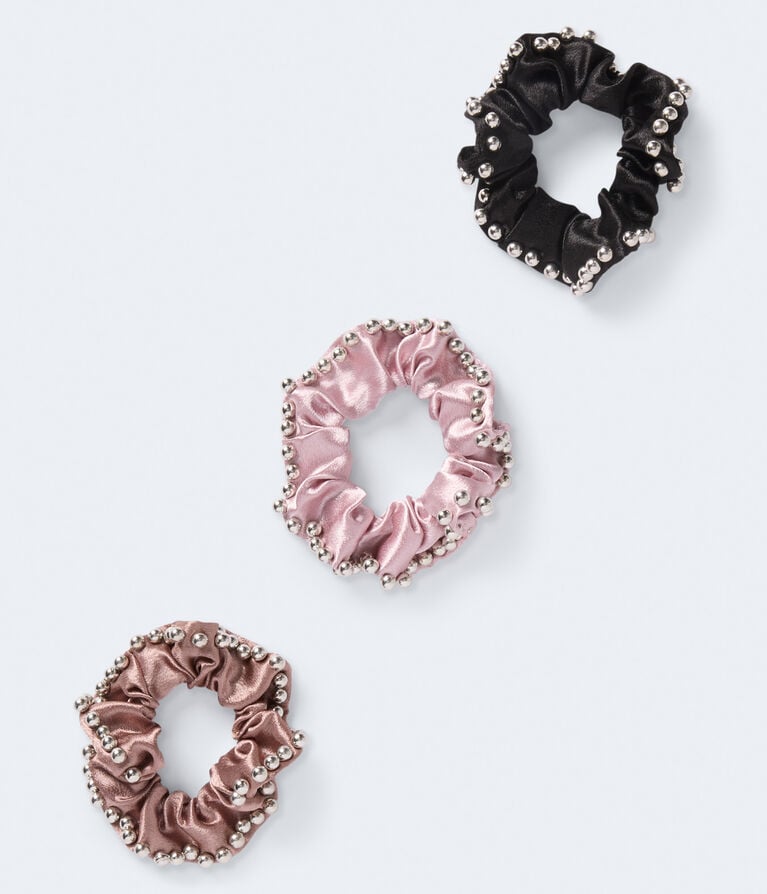 Beaded Satin Scrunchie 3-Pack