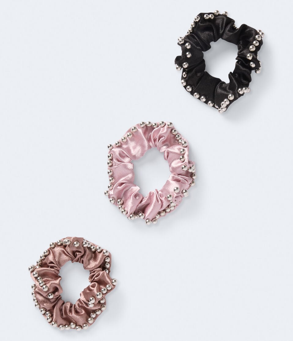 Beaded Satin Scrunchie 3-Pack