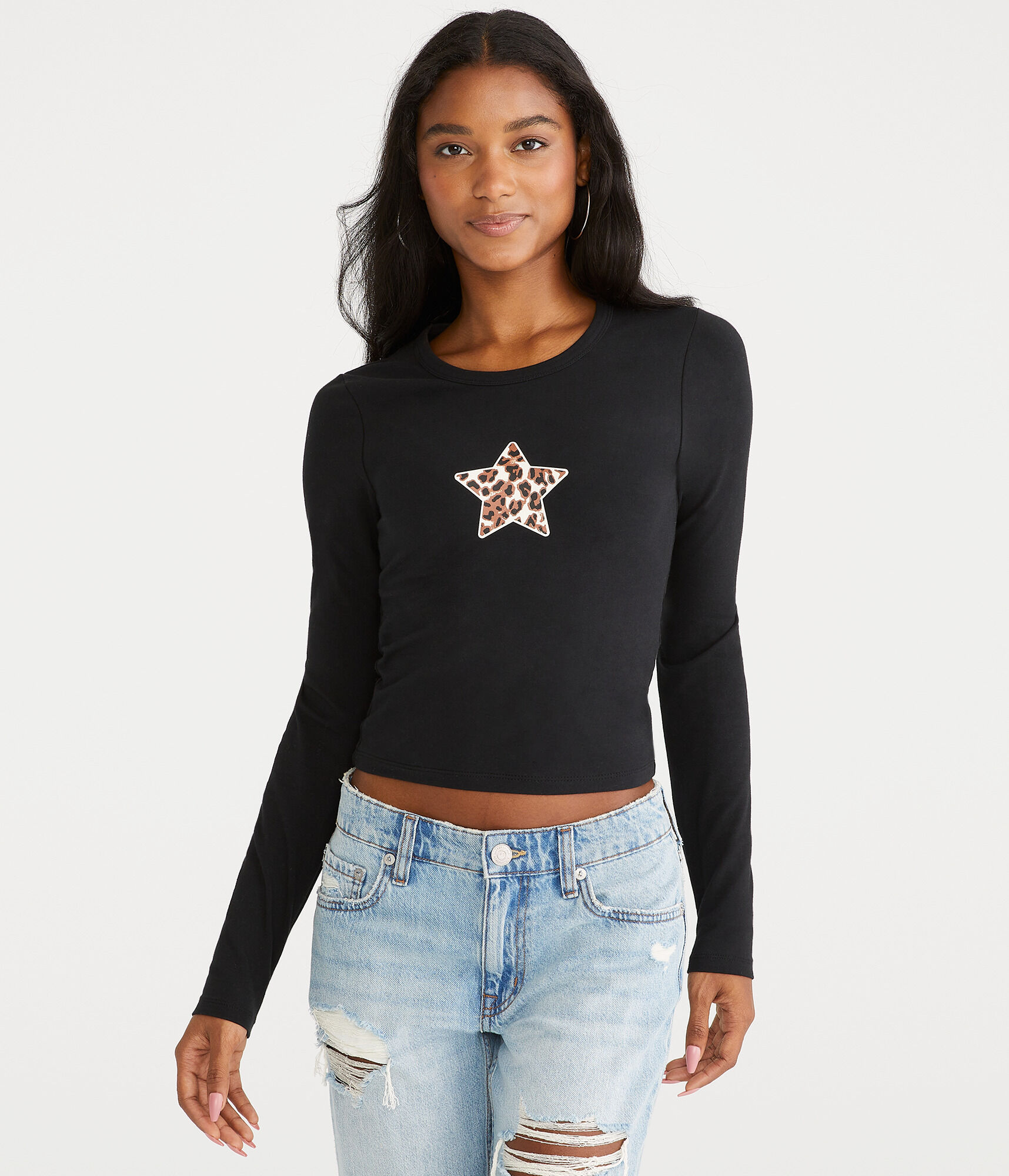 Long Sleeve Spotted Star Graphic Baby Tee