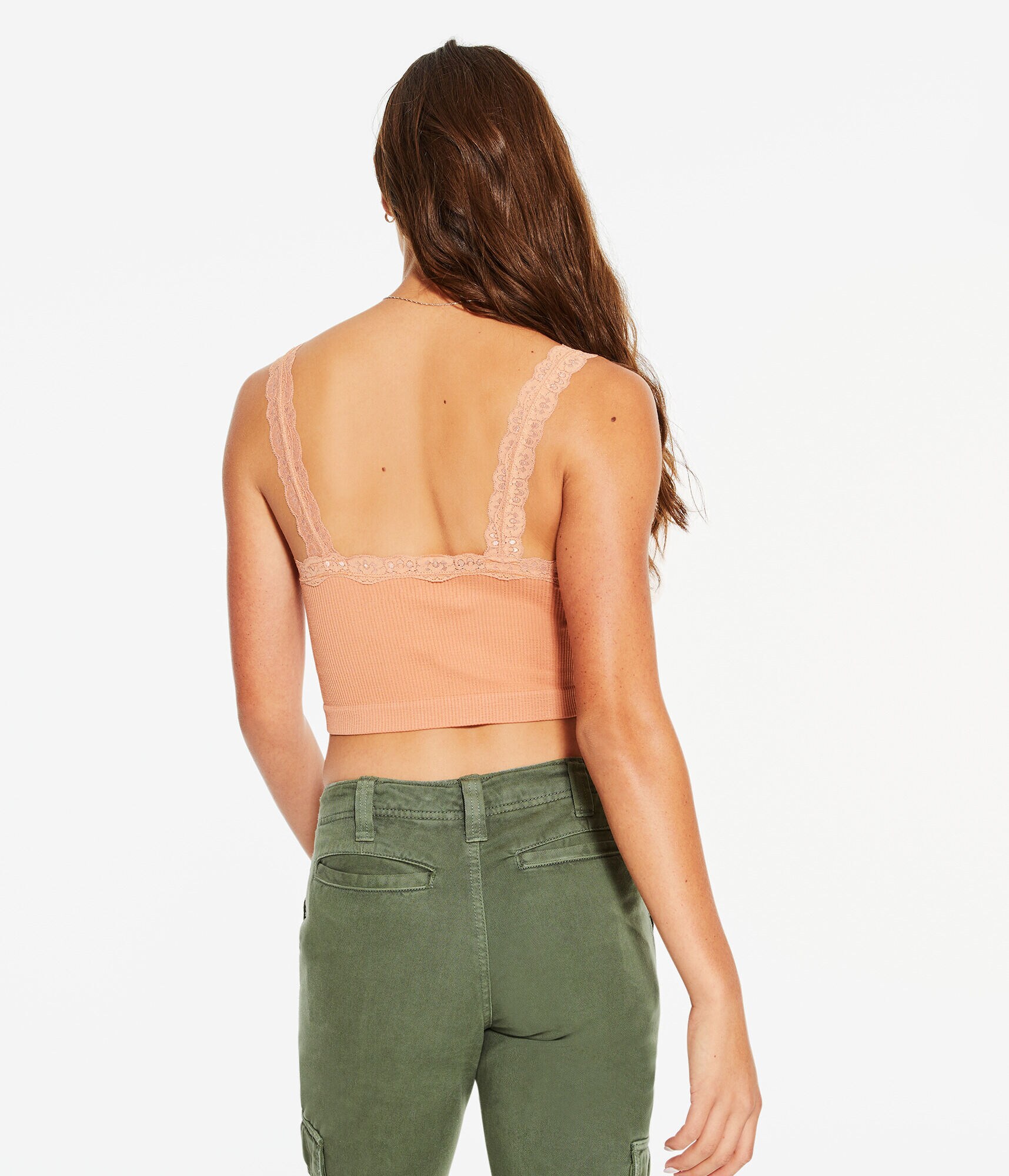 Seamless Lace-Trim Cropped Tank