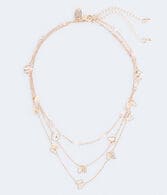 Semi-Precious Stone & Butterfly Necklace 2-Pack