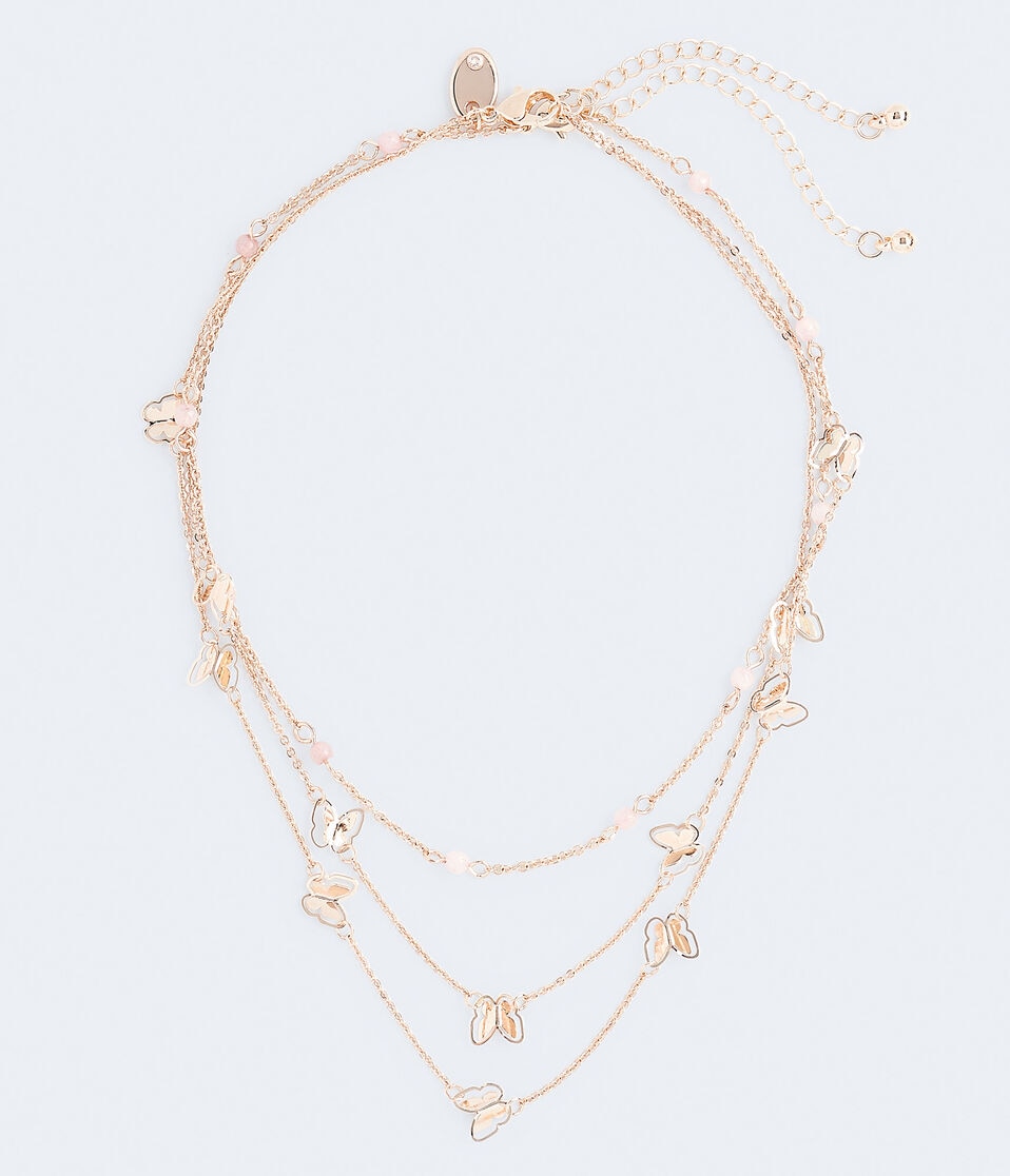 Semi-Precious Stone & Butterfly Necklace 2-Pack