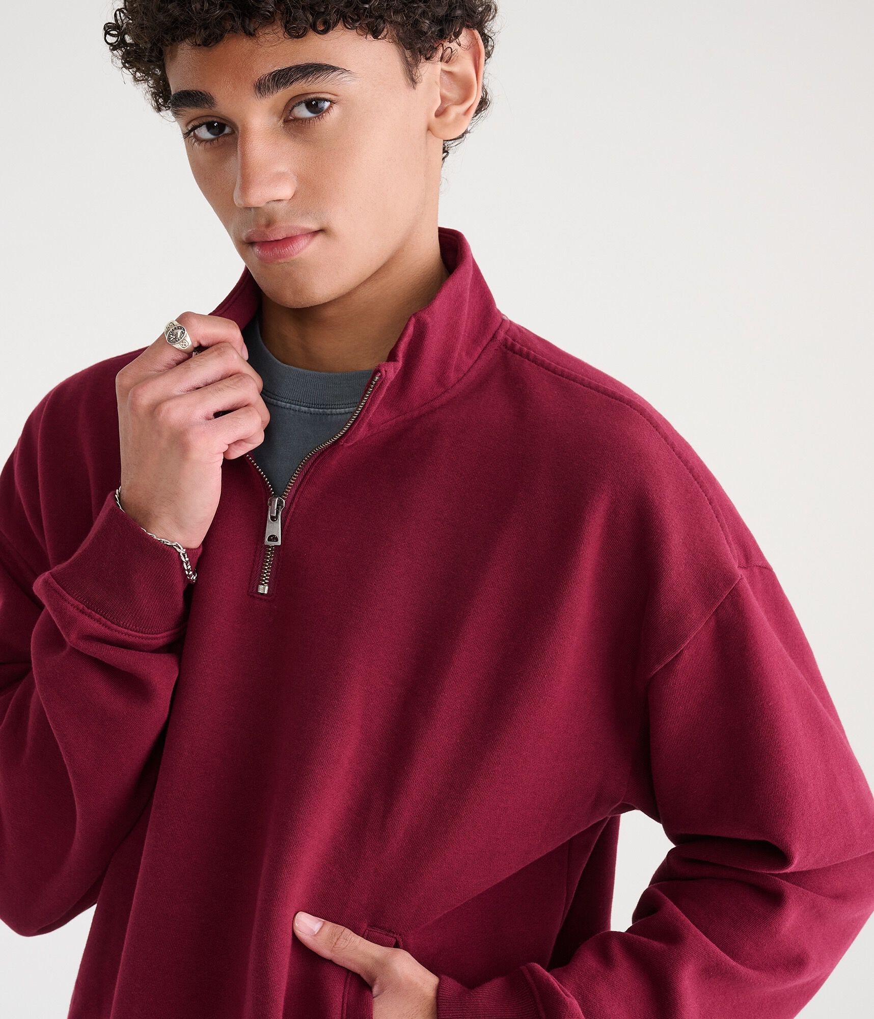 Cloud Soft Boxy Quarter-Zip Sweatshirt