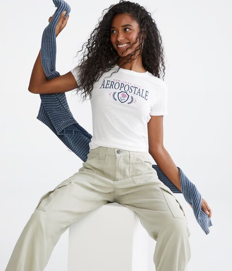 Aeropostale Rose Crest Graphic Tee Aeropostale Rose Crest Graphic Tee