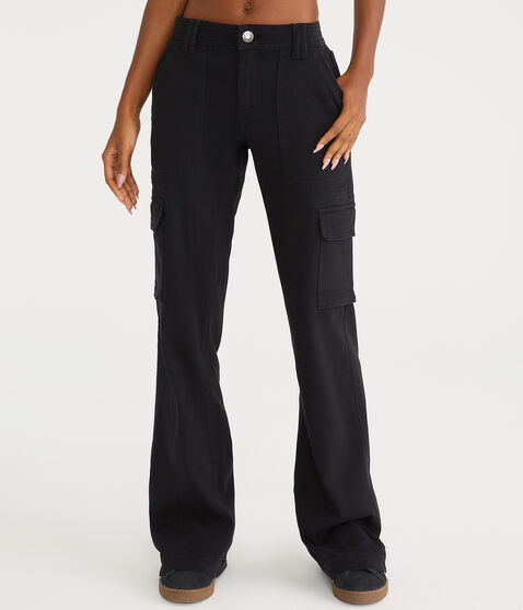 Flare Mid-Rise Twill Cargo Pants