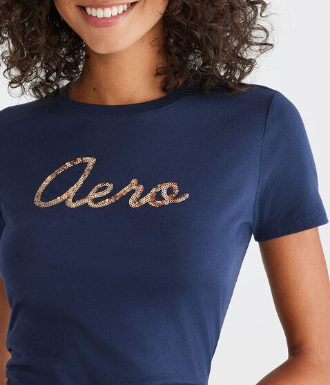 Aero Sequin Logo Graphic Tee