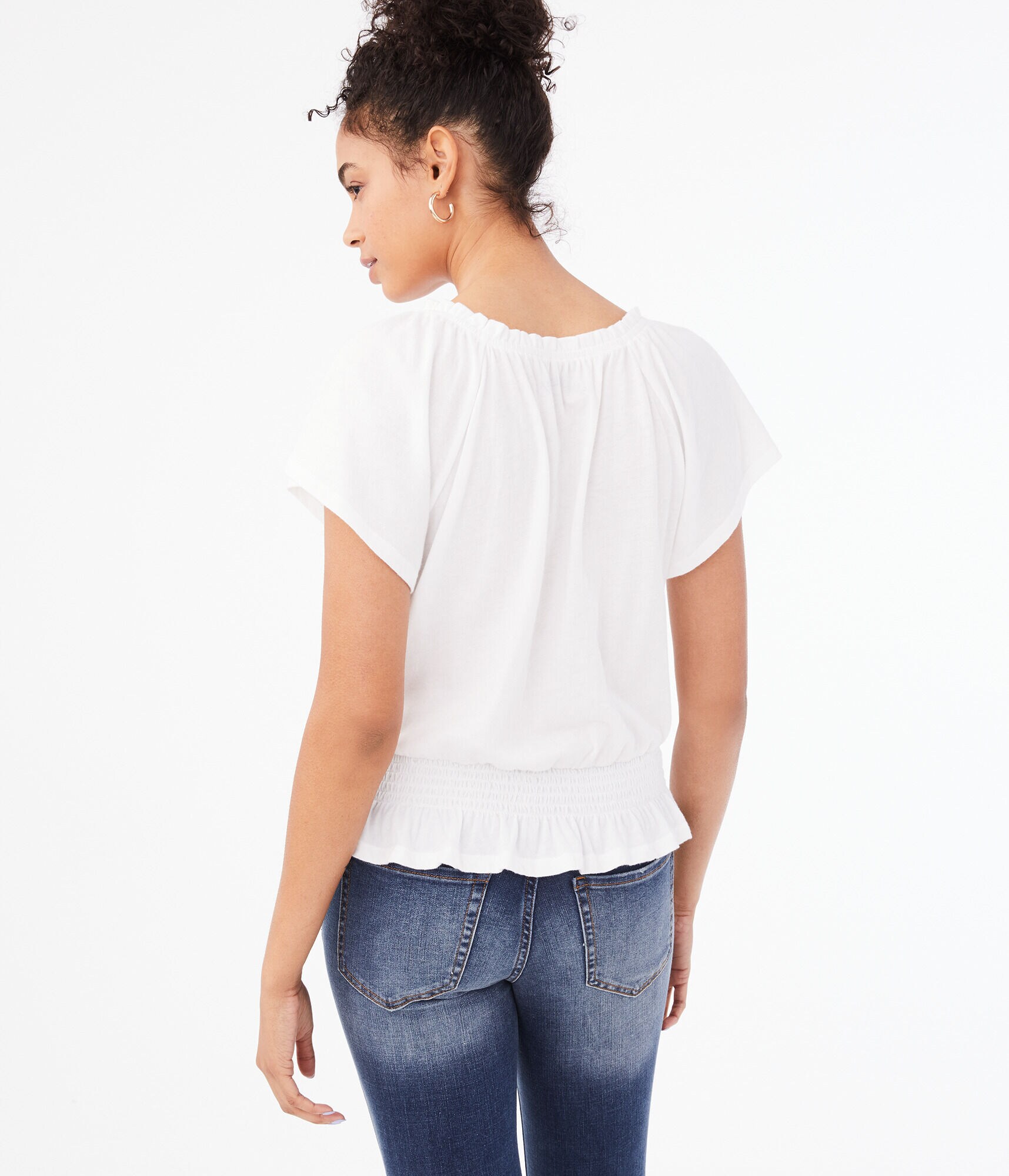 Embroidered Peasant Top