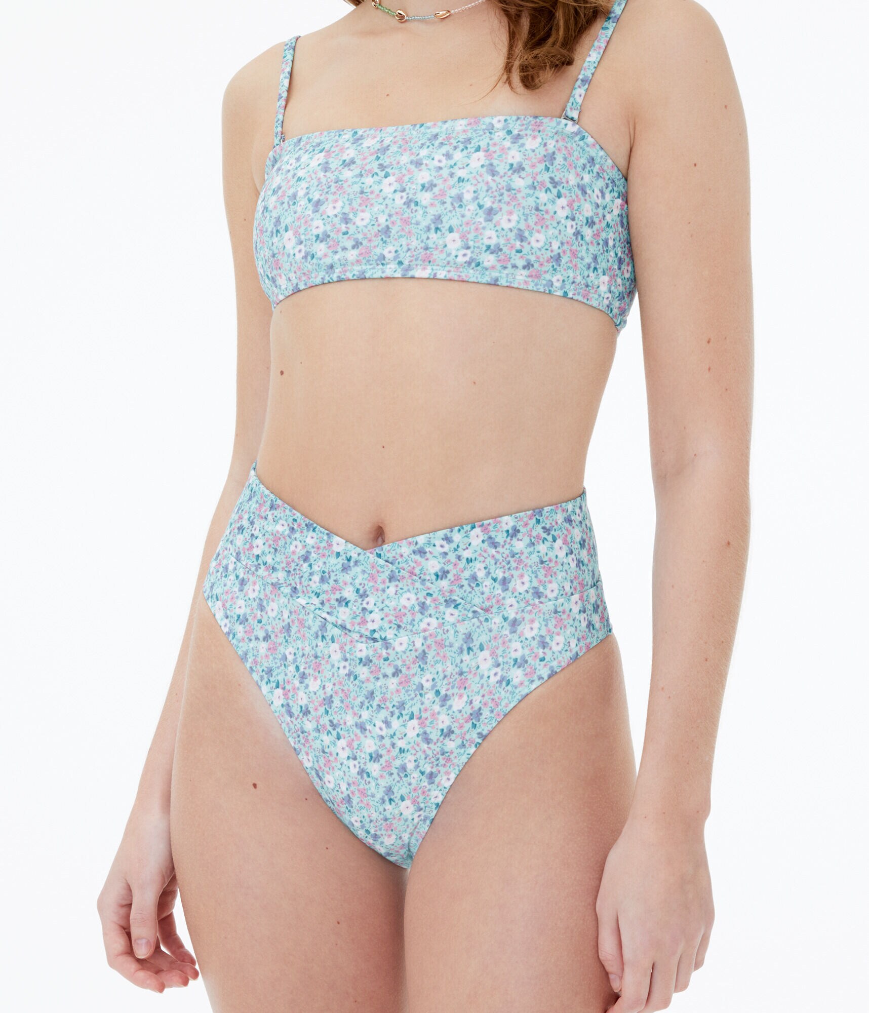 Floral Crossover Ultra High-Waisted Cheeky Bikini Bottom