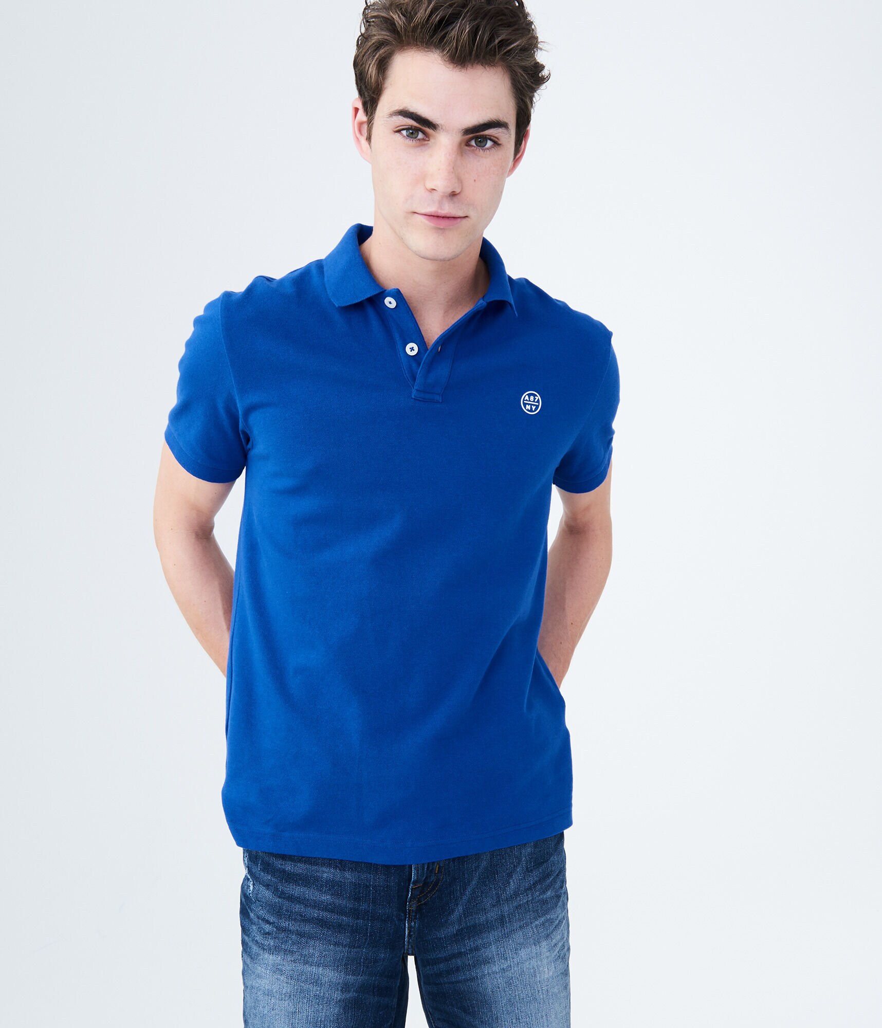 A87 NY Solid Stretch Piqu&eacute; Polo