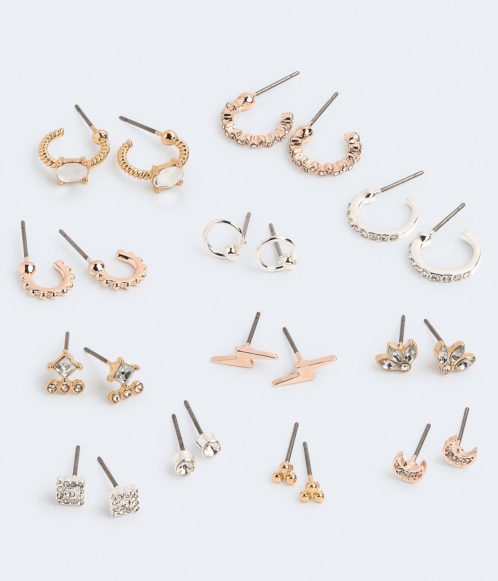 Radiant Rhinestone Stud &amp; Hoop Earring 12-Pack