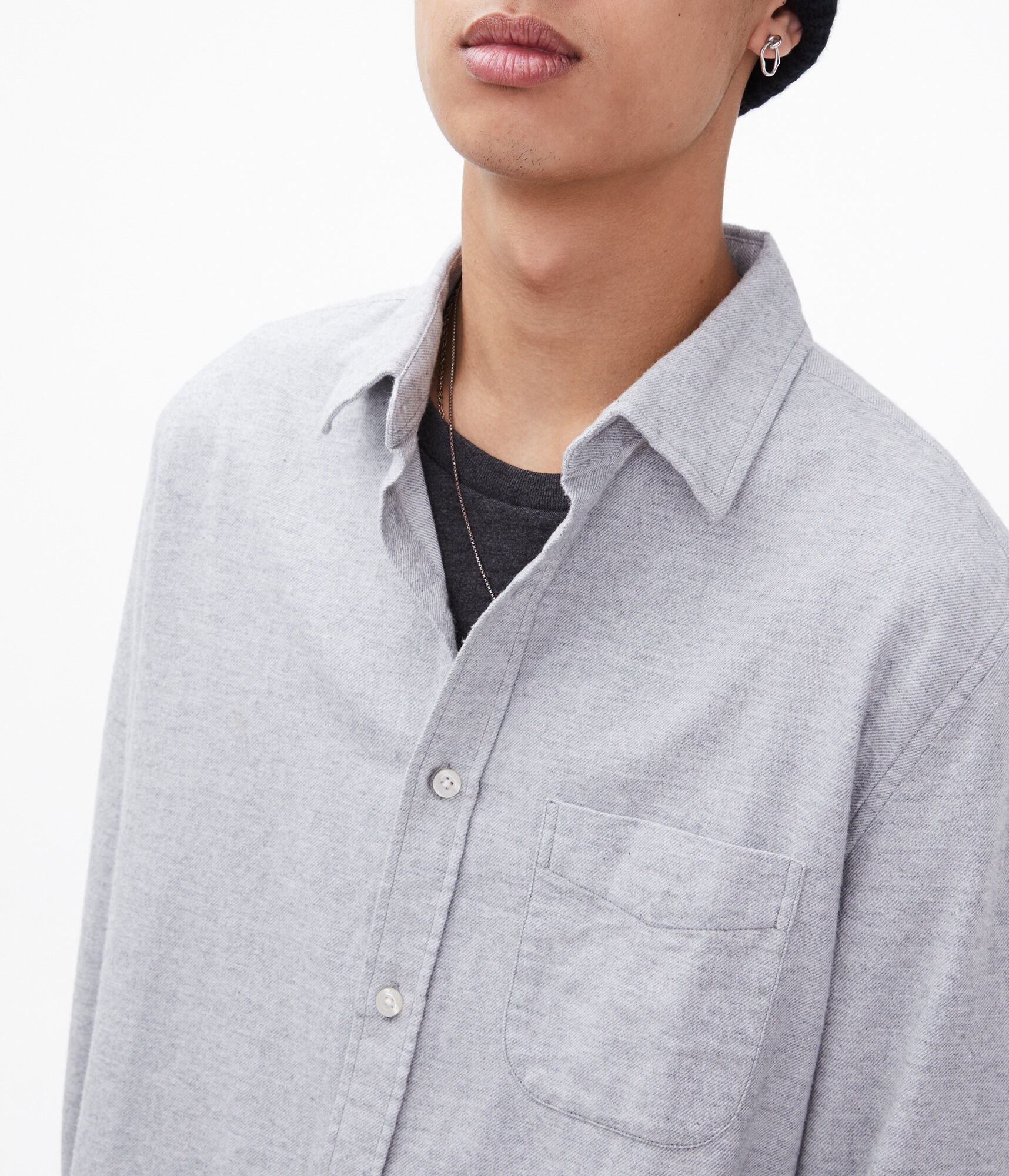 Long Sleeve Solid Button-Down Shirt