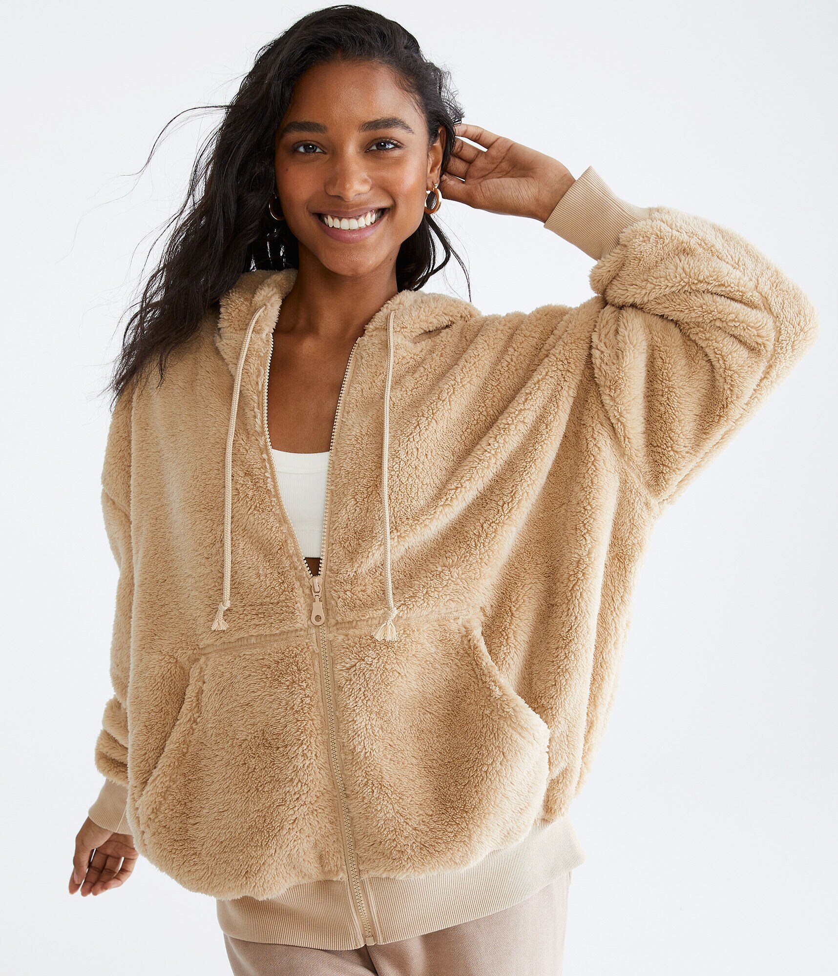 Sherpa Oversized Full-Zip Hoodie