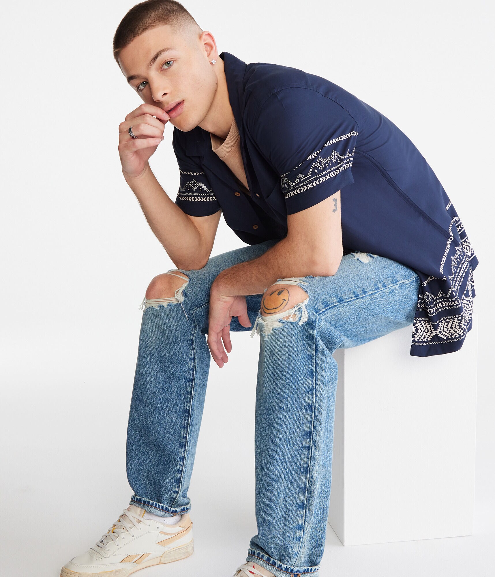 Global Border Print Camp Shirt