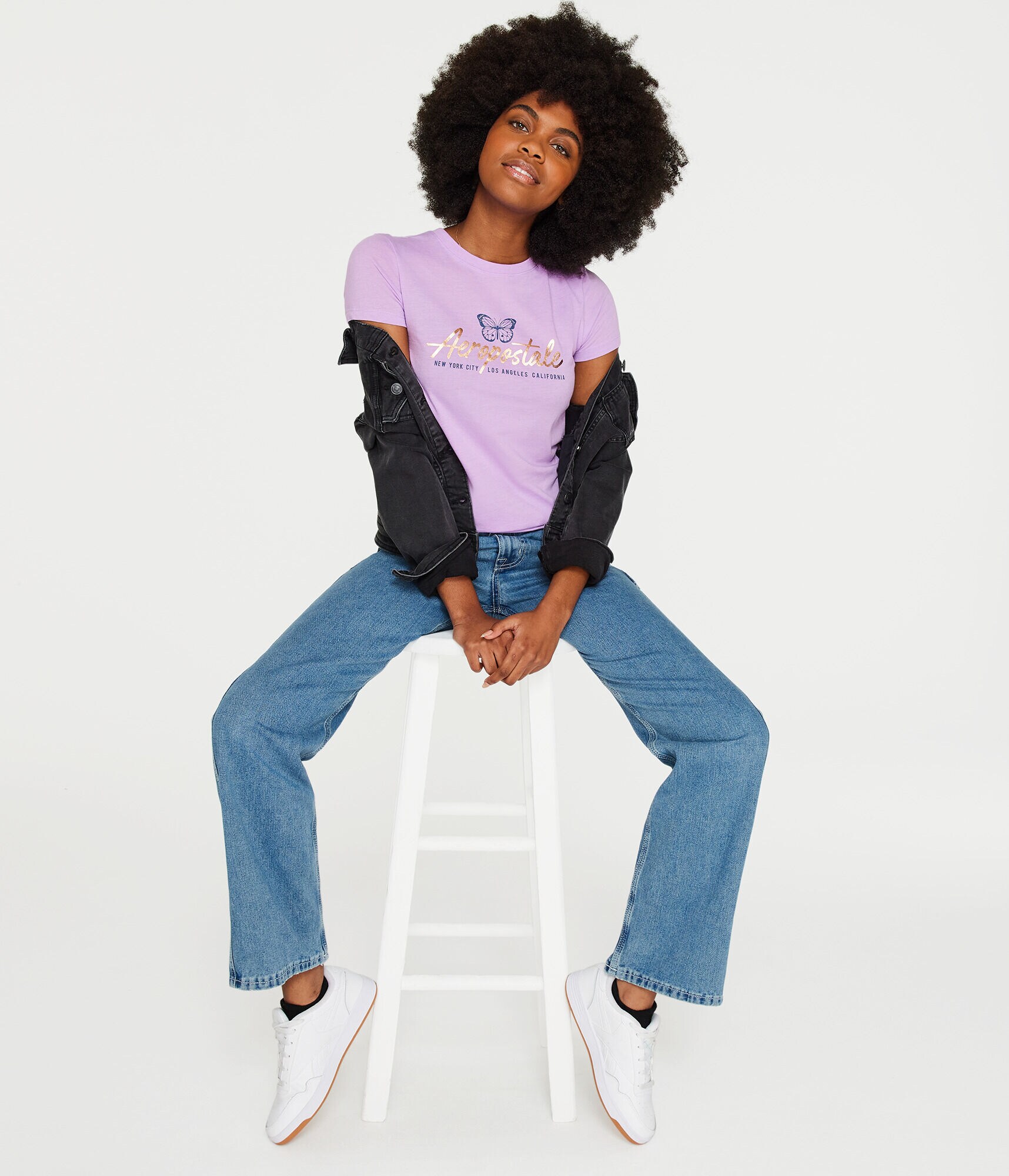 Aeropostale Butterfly Foil Graphic Tee