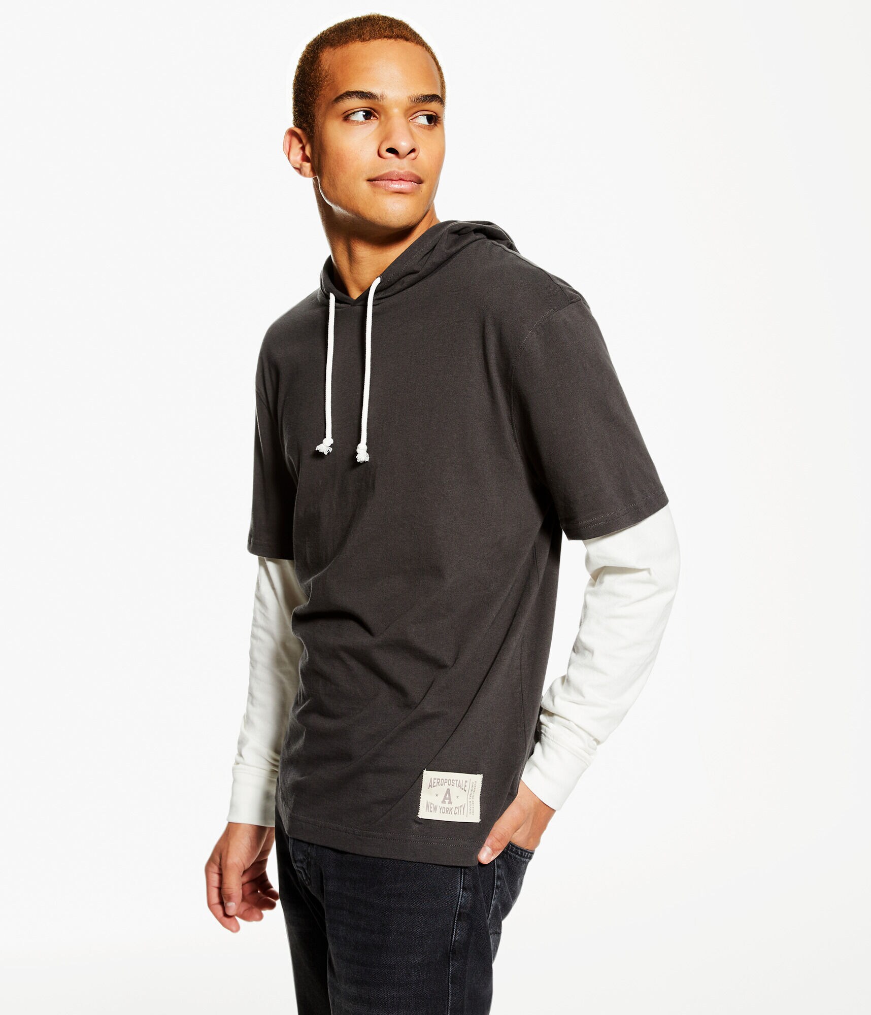 Long Sleeve Hooded Layered Tee