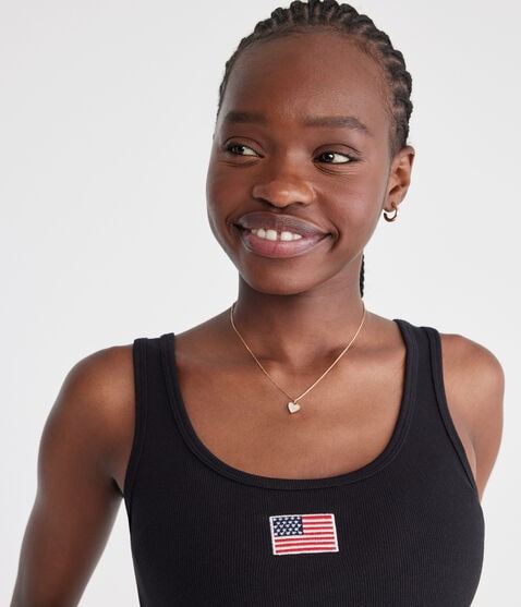 Seriously Soft American Flag Cropped Scoop-Neck Tank Seriously Soft American Flag Cropped Scoop-Neck Tank