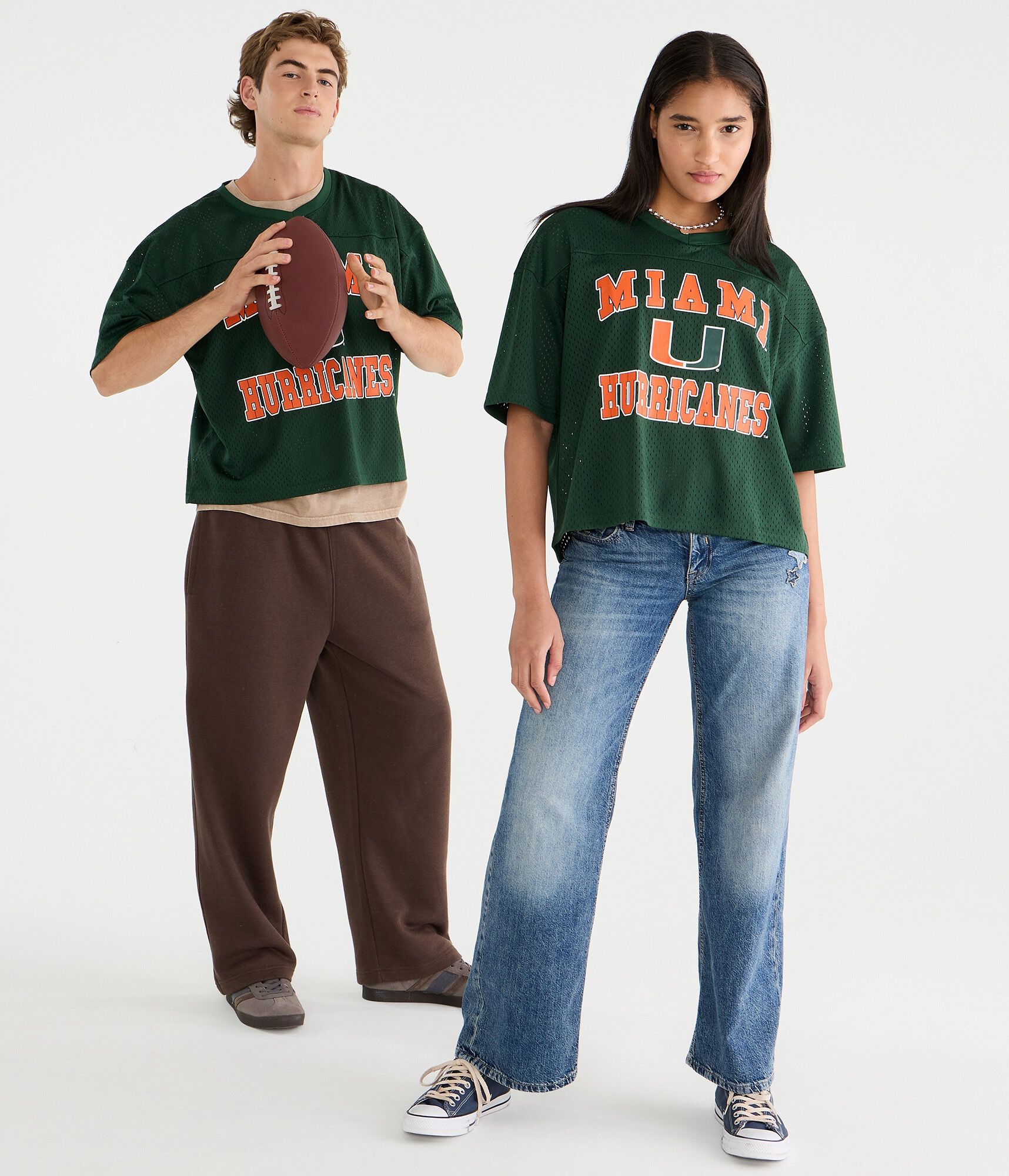 Miami Hurricanes Boxy Mesh V-Neck Top