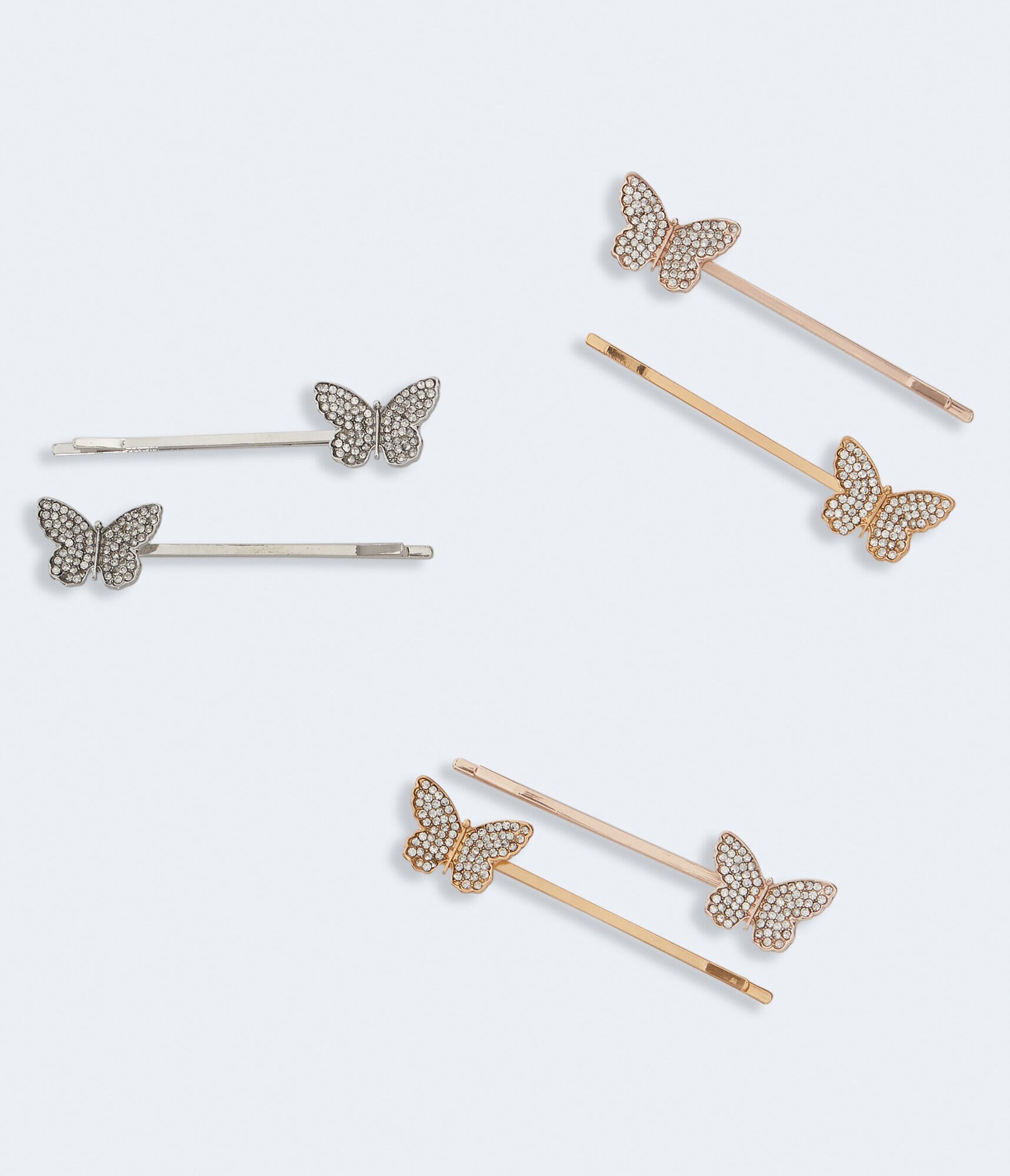 Rhinestone Butterfly Bobby Pin 6-Pack