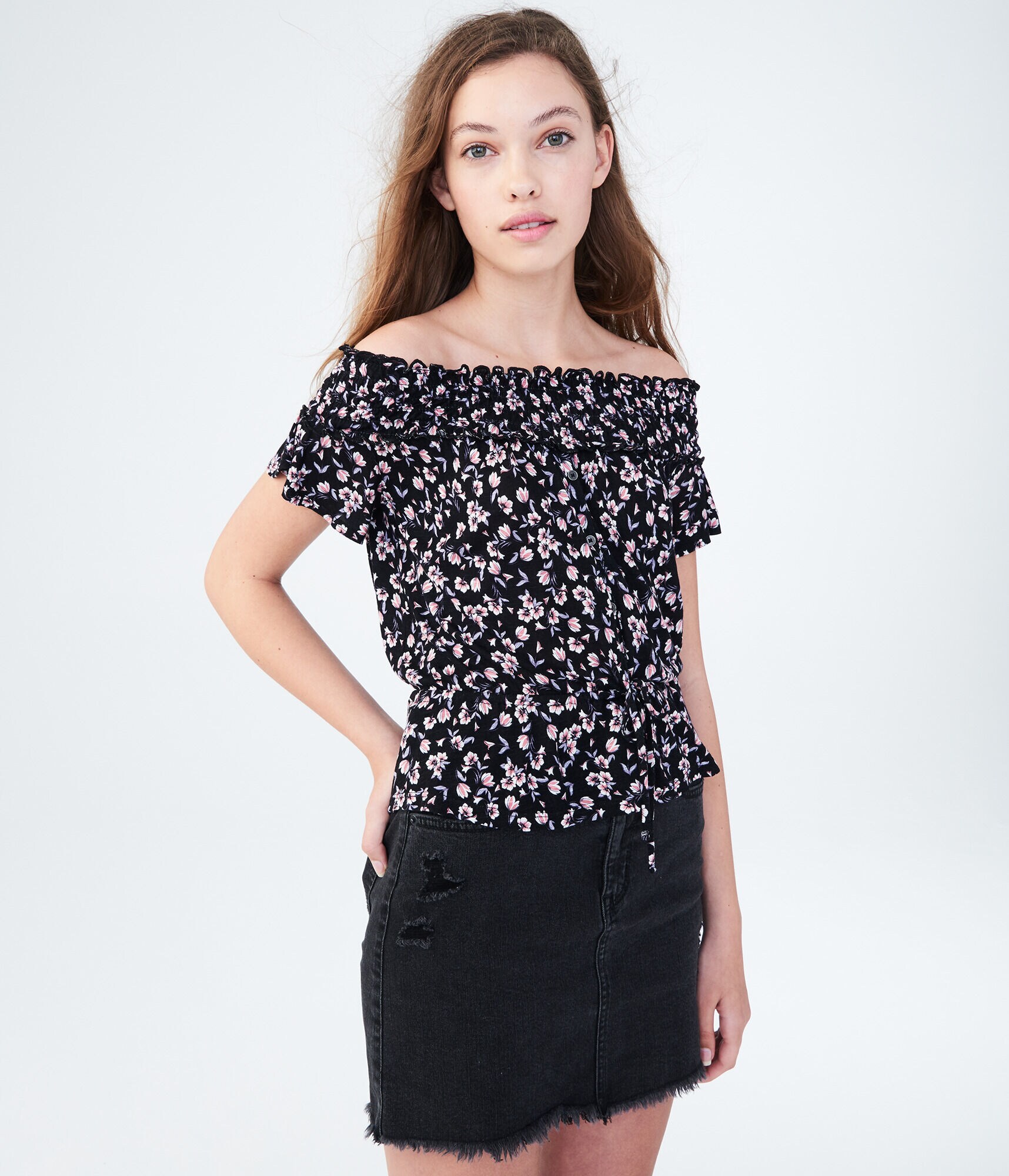 Floral Off-The Shoulder Peasant Top