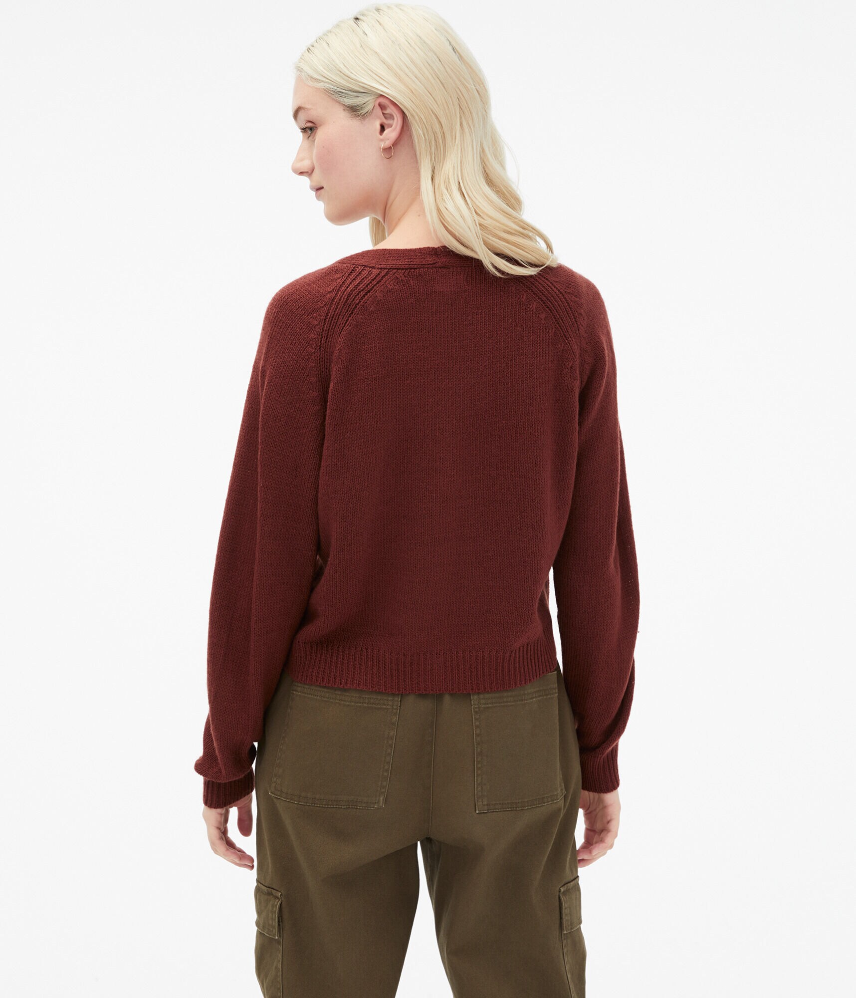 Solid V-Neck Boyfriend Cardigan***