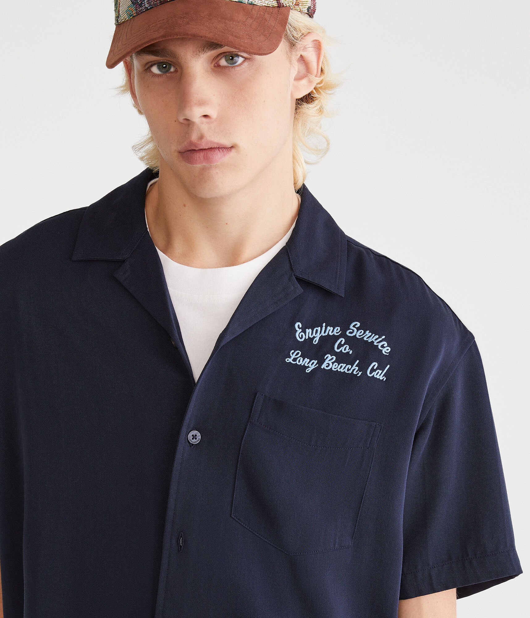 Short Sleeve Long Beach Auto Repair Boxy Camp Shirt