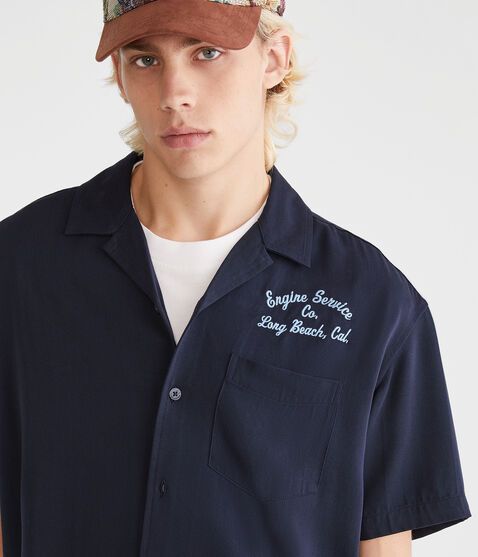 Short Sleeve Long Beach Auto Repair Boxy Camp Shirt Short Sleeve Long Beach Auto Repair Boxy Camp Shirt