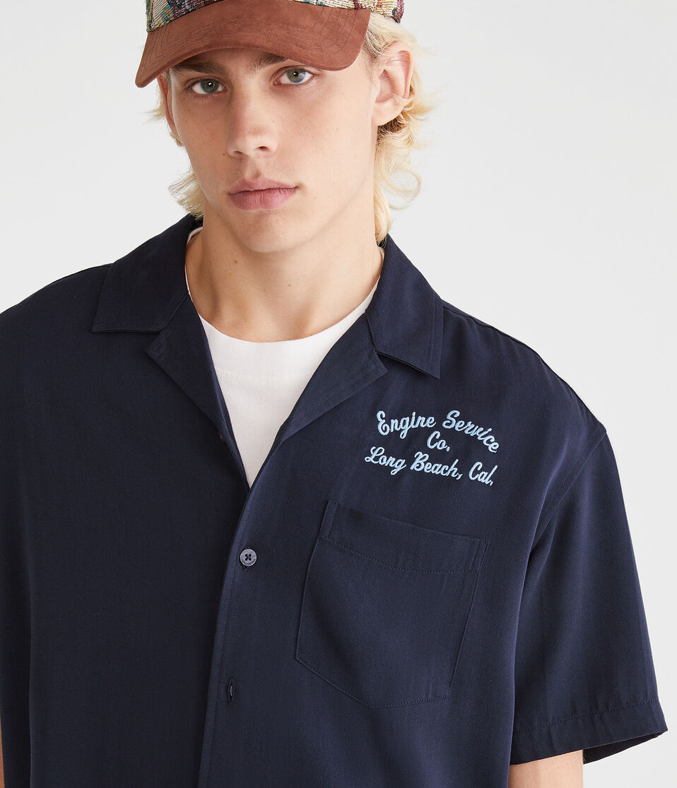 Short Sleeve Long Beach Auto Repair Boxy Camp Shirt