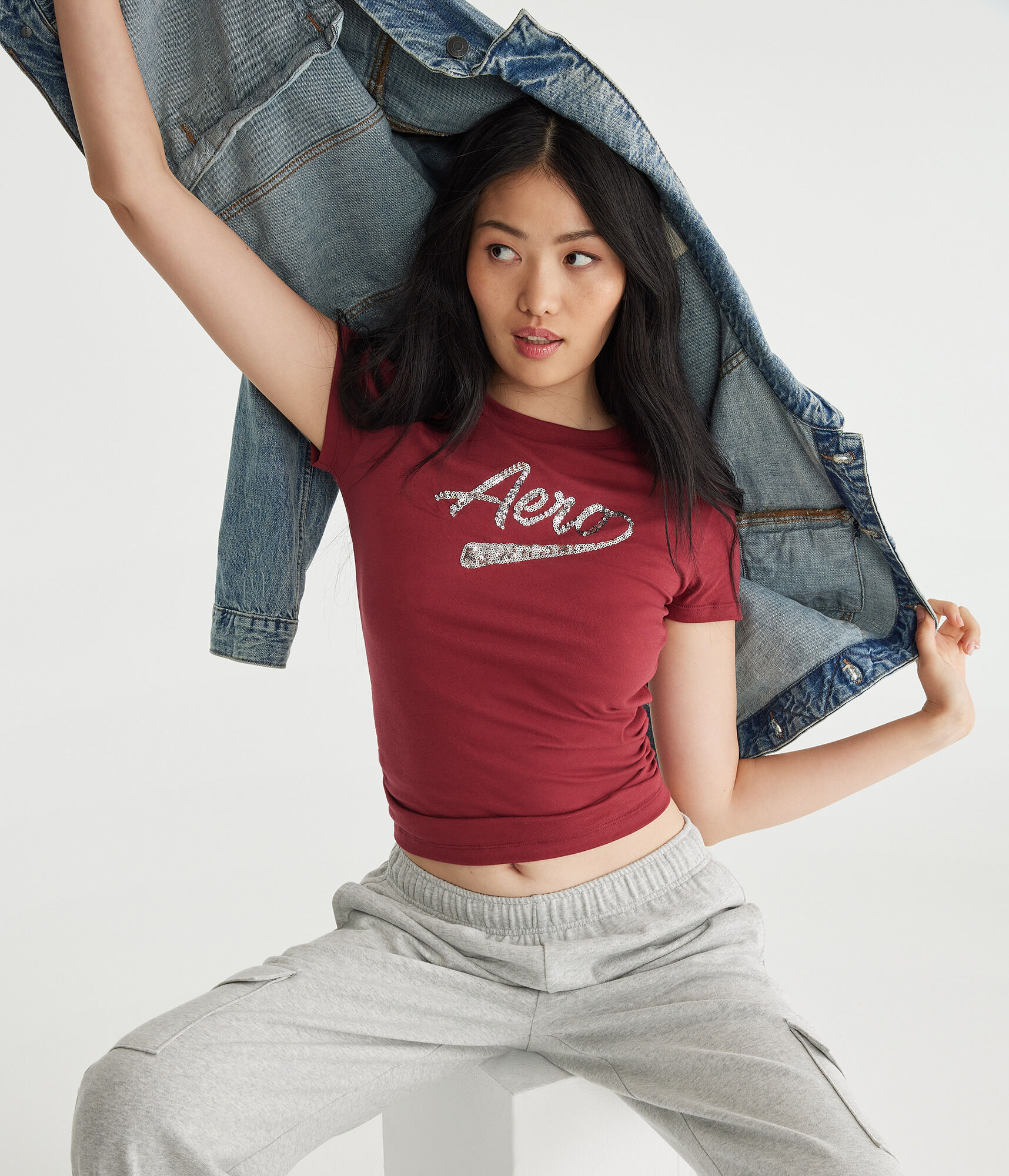 Aero Sequin Logo Graphic Tee