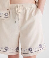 Floral Border All Day Linen Jogger Shorts 7"