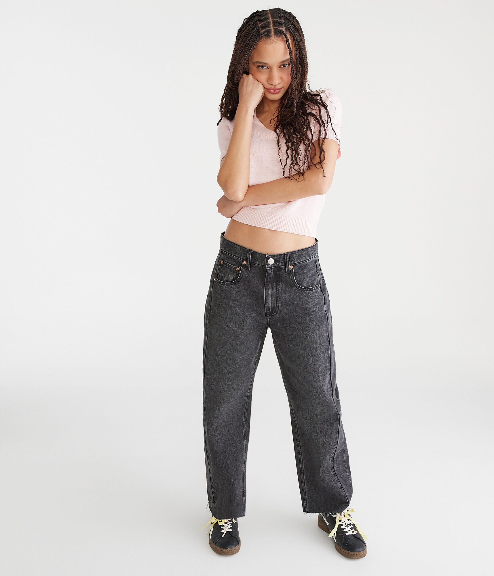 Mid-Rise Barrel Leg Jean