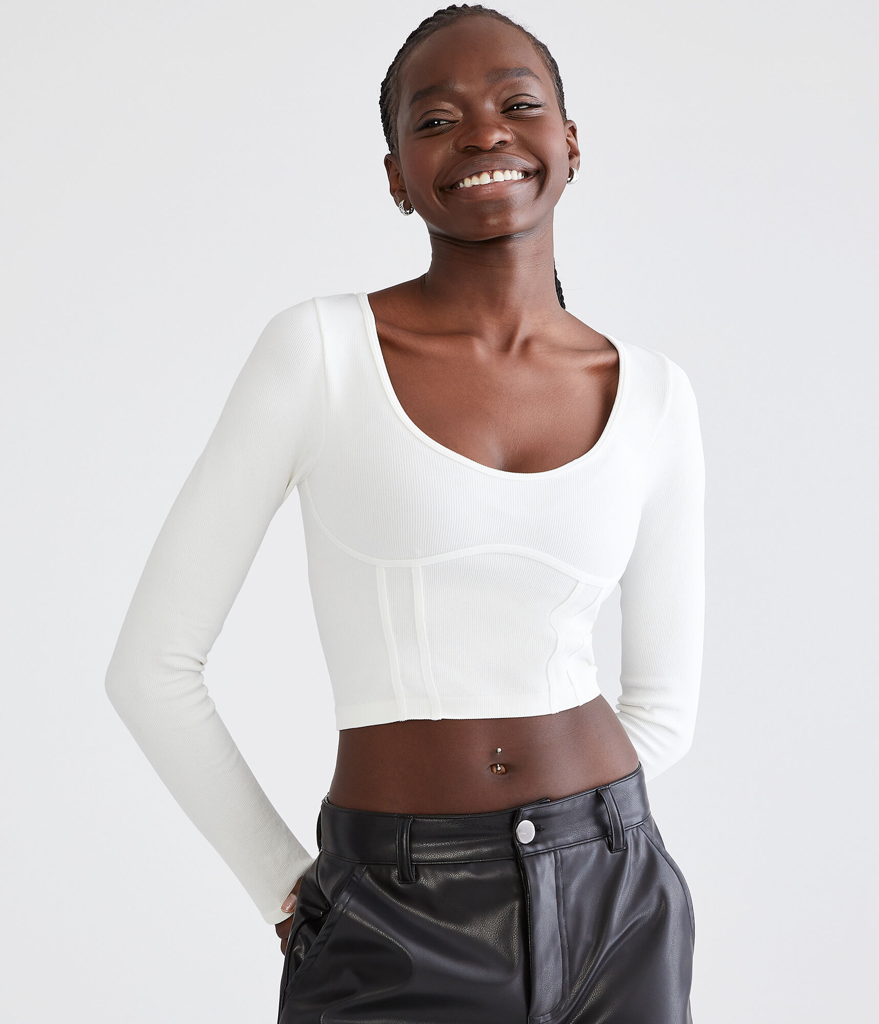 Long Sleeve Seriously Soft Corset Tiny Top