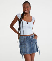 Lace Square-Neck Crop Top