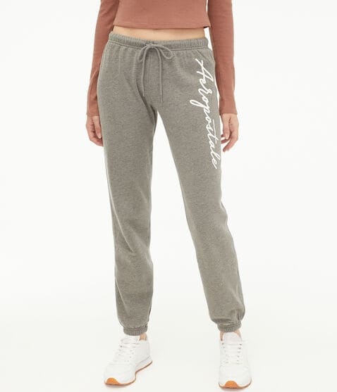 Aeropostale Script Logo Cinched Sweatpants Aeropostale Script Logo Cinched Sweatpants