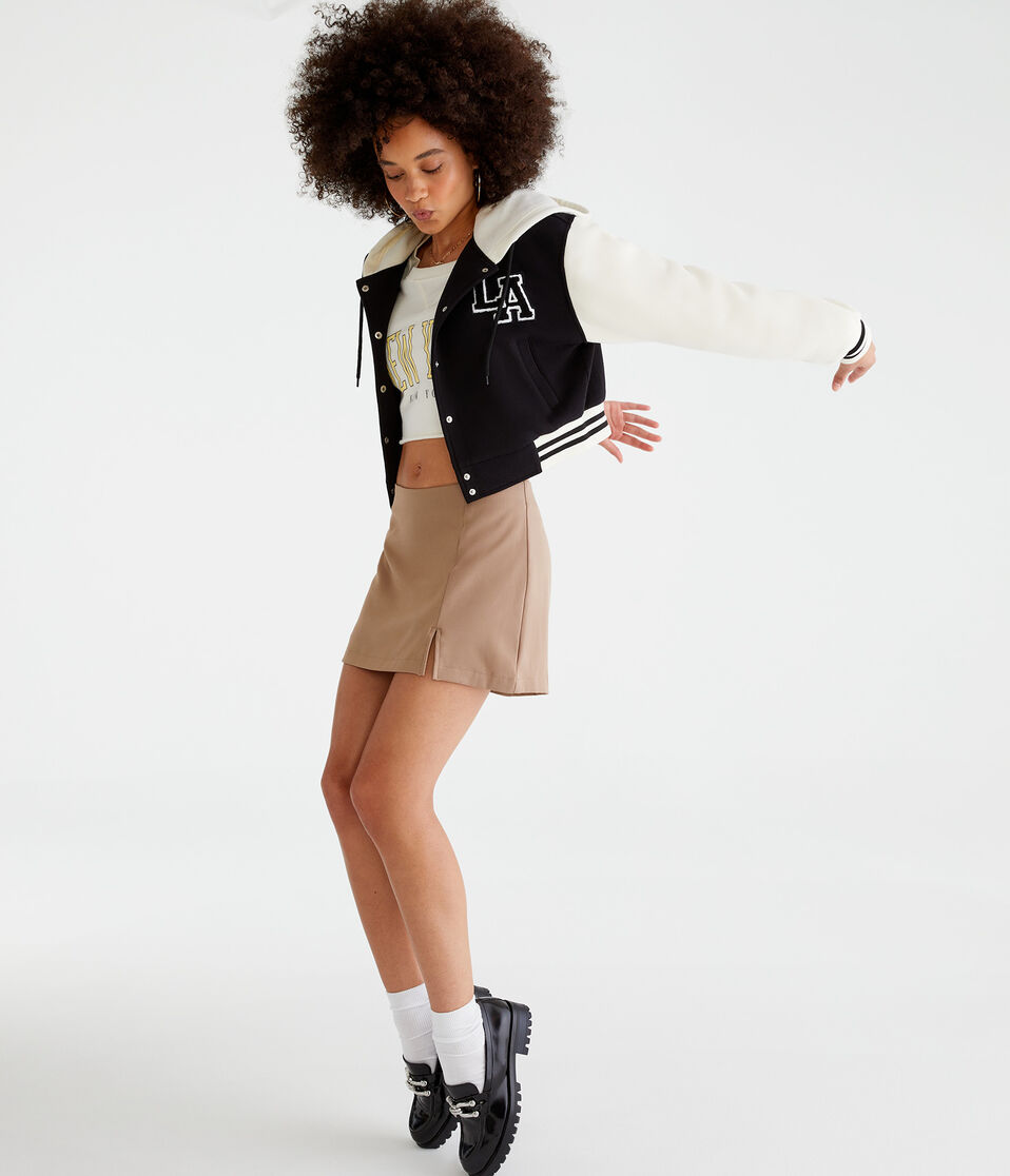 Notched Mini Skirt
