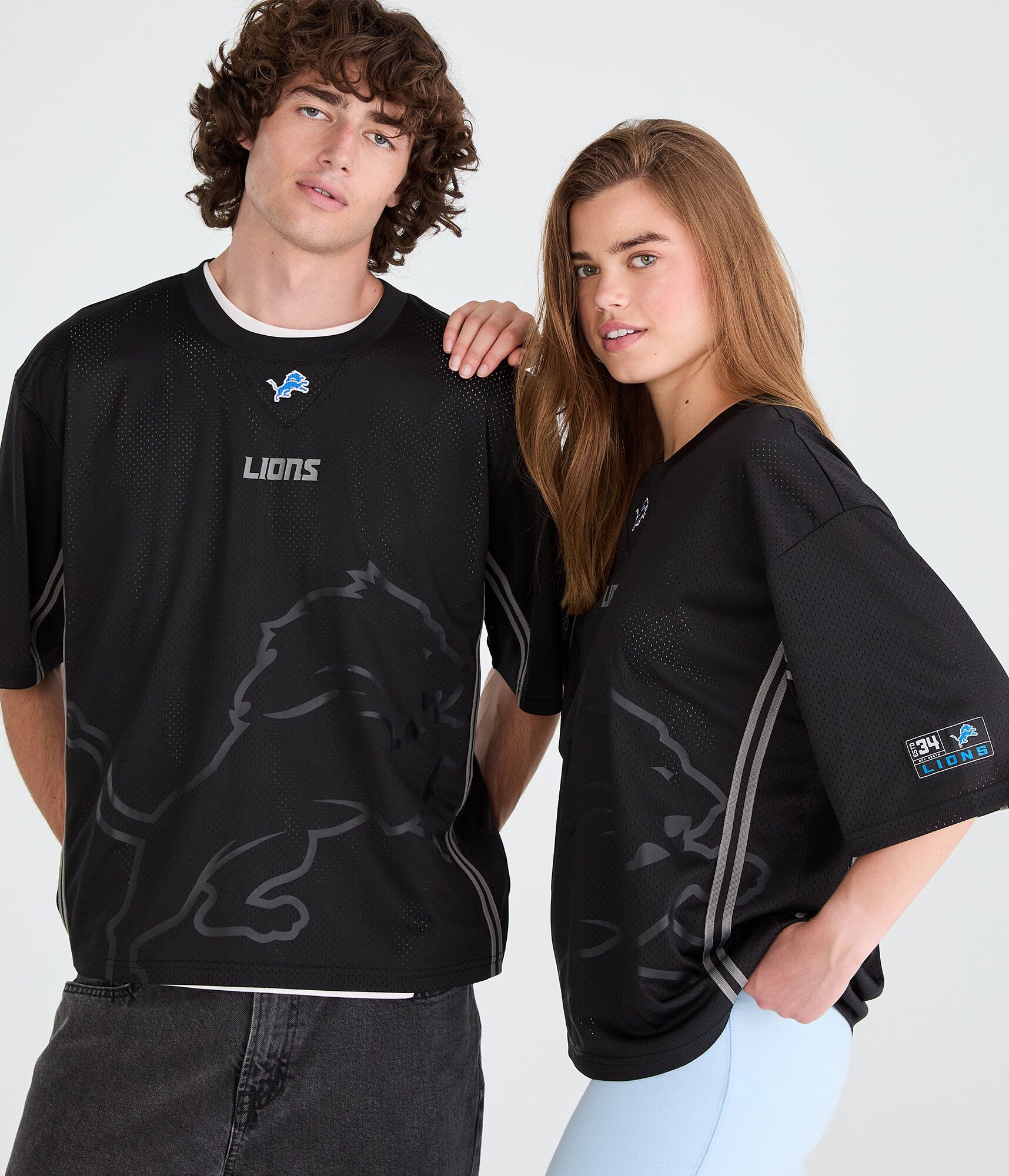Detroit Lions Striped Mesh Top