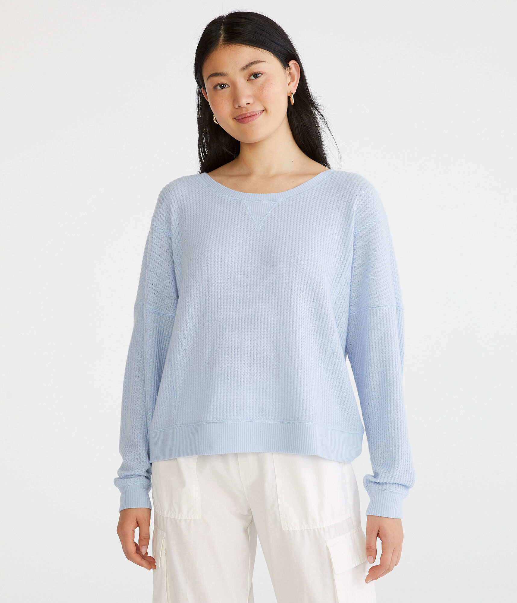 Long Sleeve Wear 2 Ways Cozy Waffle Tee