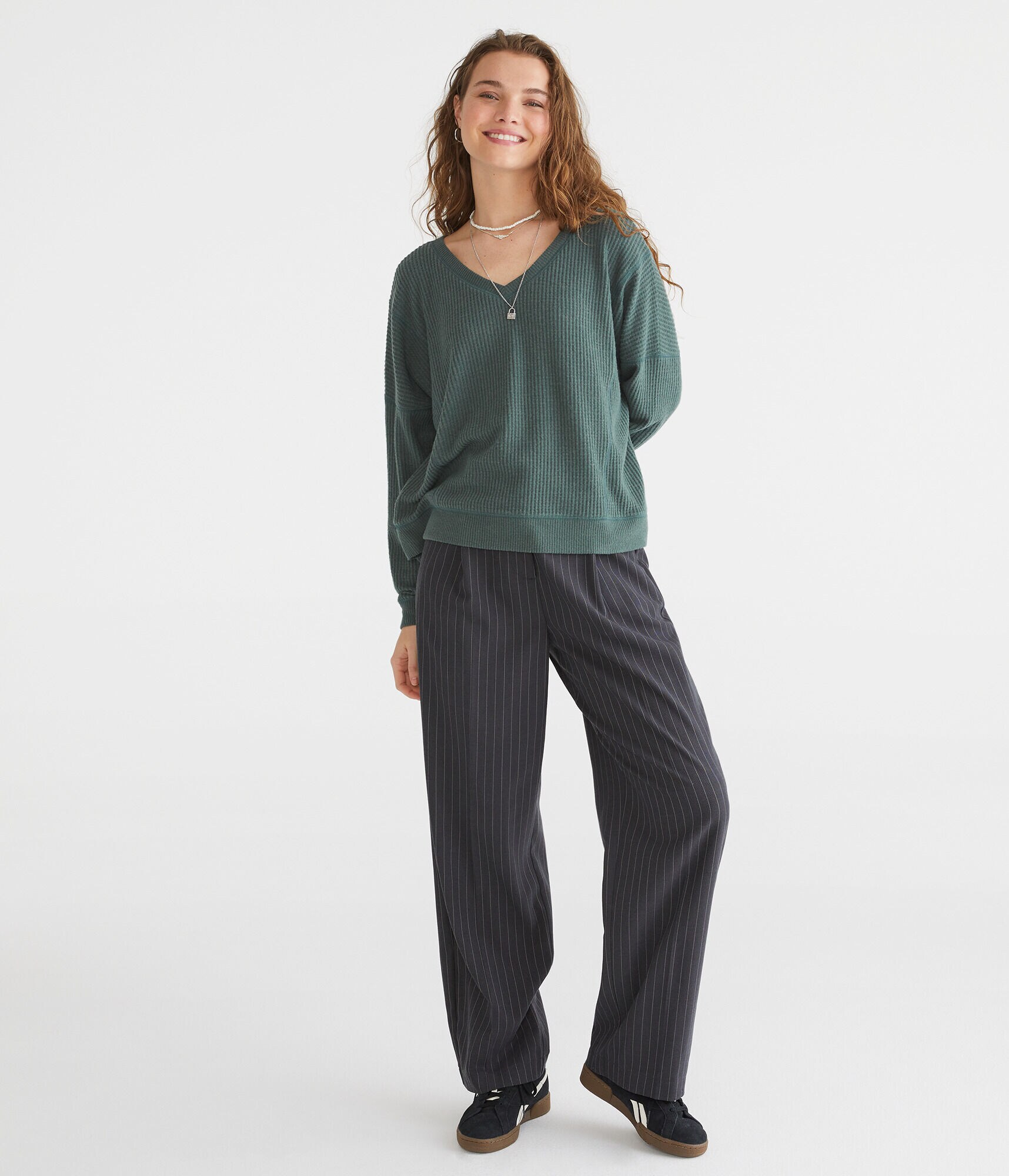 Long Sleeve Wear 2 Ways Cozy Waffle Tee